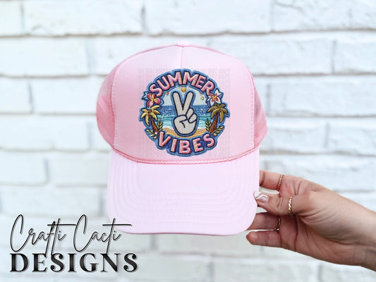 Summer Vibes Peace Hat Patch Digital Download