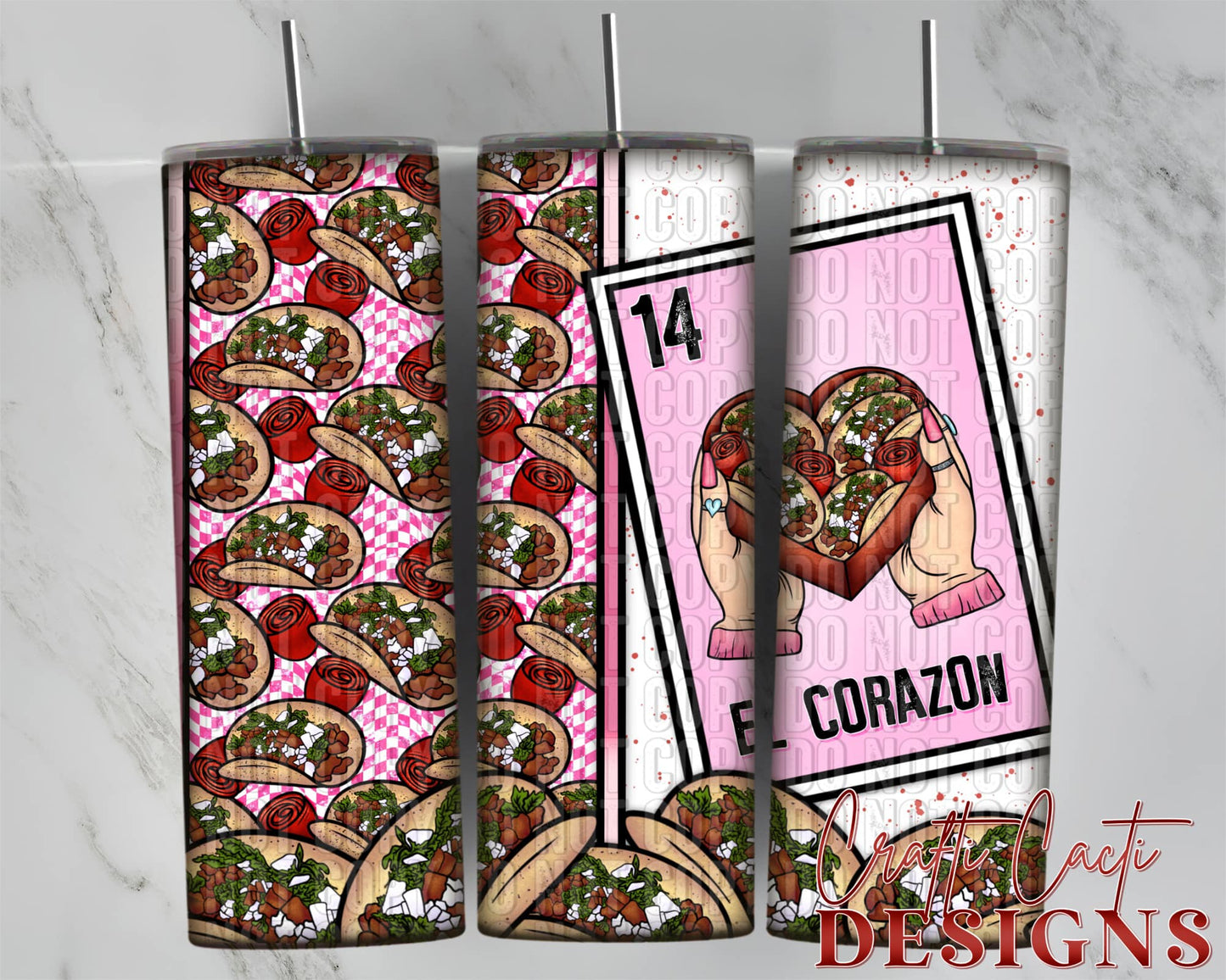 Tacos El Corazon Loteria Tumbler Digital Download