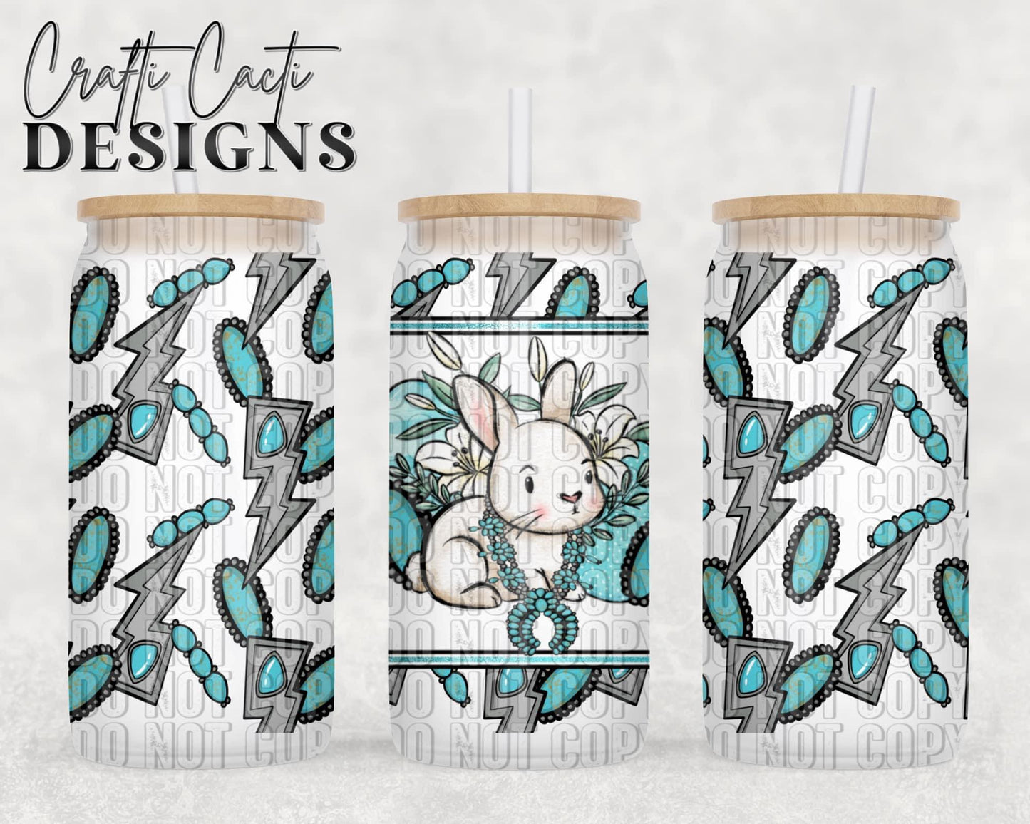 Turquoise Junkie Easter Bunny 16 oz Tumbler Wrap Digital Download