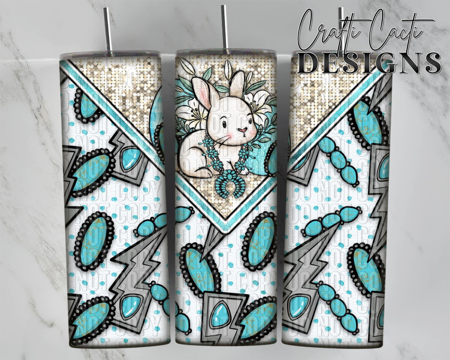 Turquoise Junkie Easter Bunny Tumbler Wrap Digital Download
