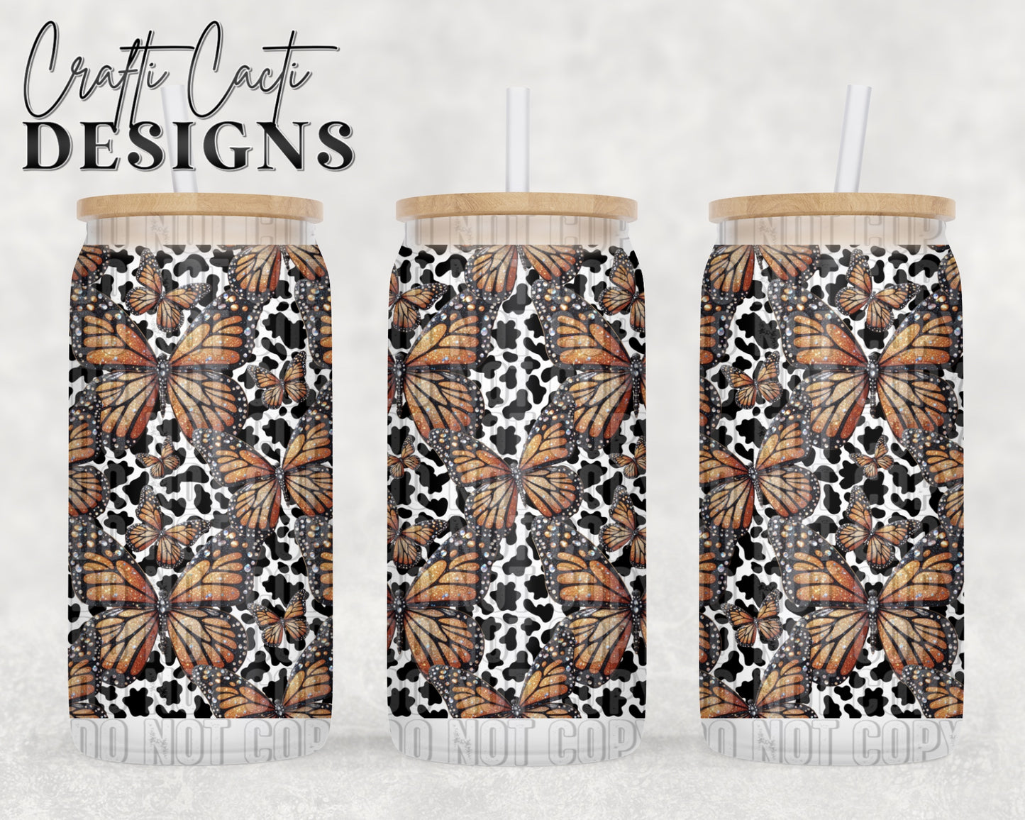 Butterfly Cow Print 16 oz Tumbler Wrap Digital Download