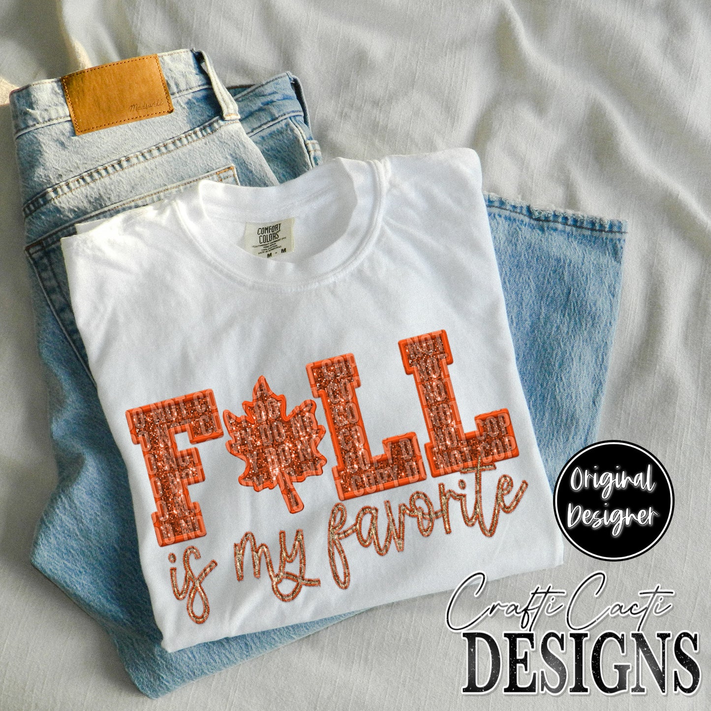 Fall Is My Favorite w/Leaf Sequin Embroidery Digital Download
