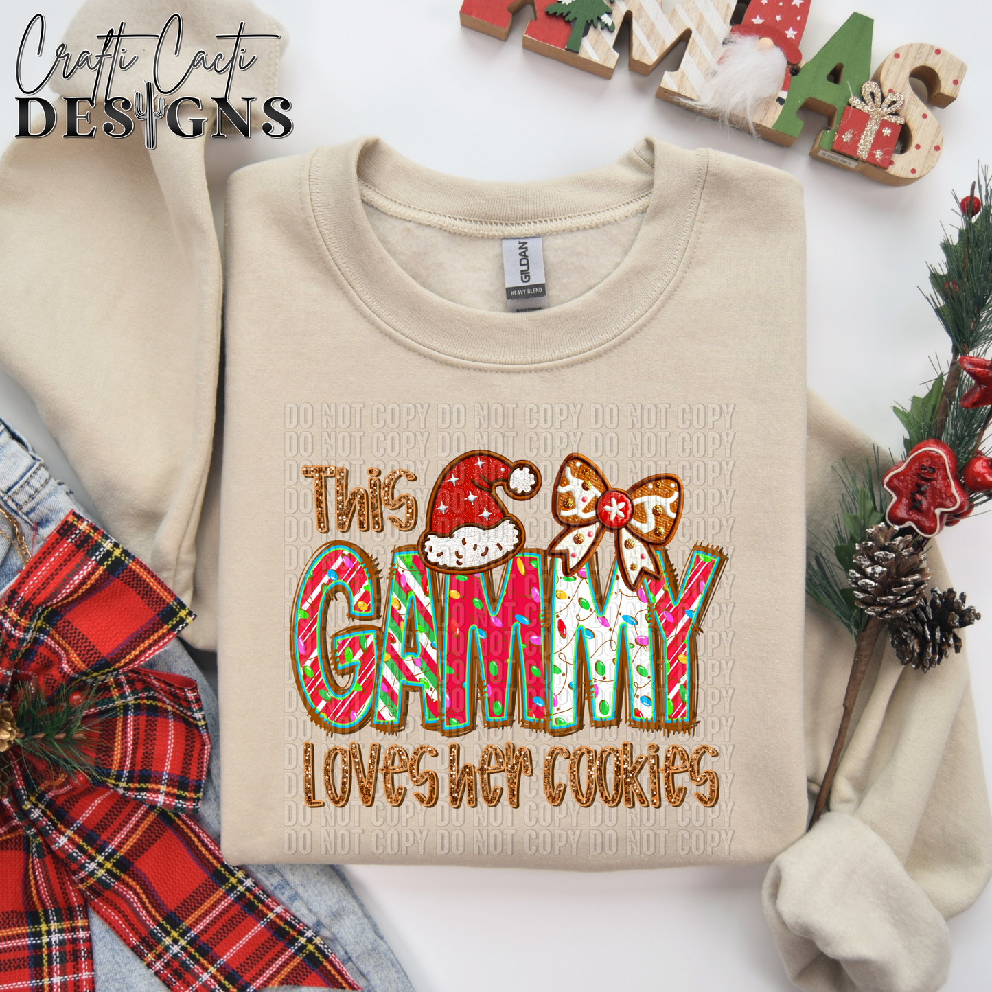 This GAMMY Loves Her Cookies - 2 Options Available - Faux Embroidery Digital Download