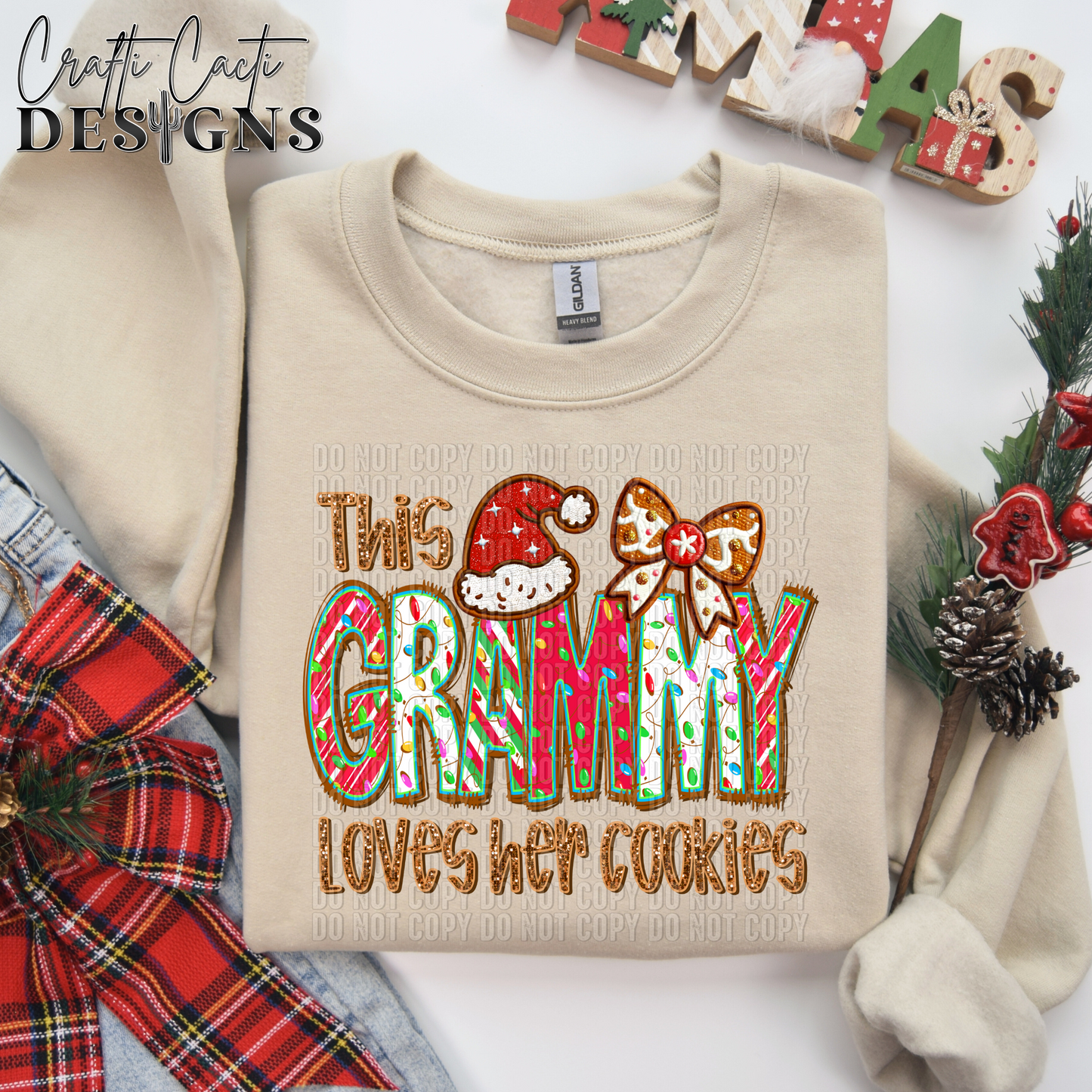 This GRAMMY Loves Her Cookies - 2 Options Available - Faux Embroidery Digital Download