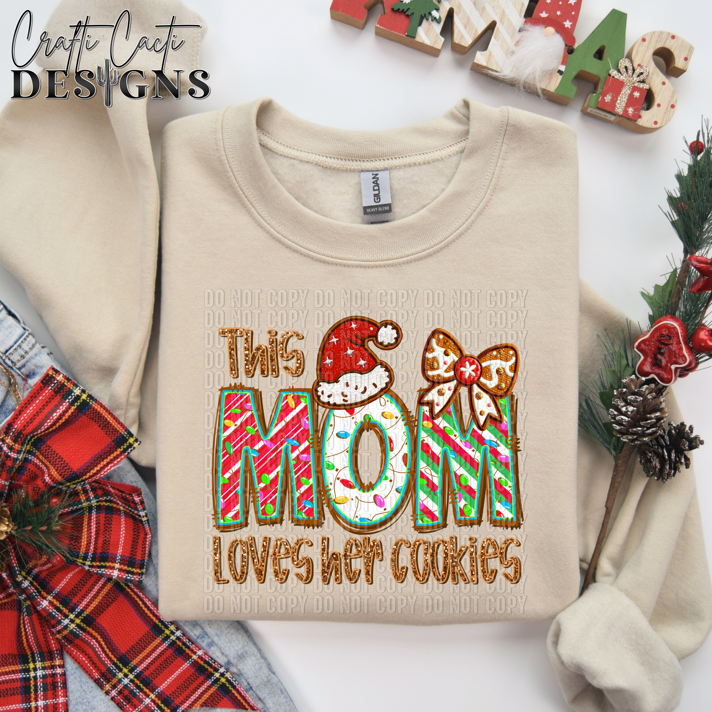 This MOM Loves Her Cookies - 2 Options Available - Faux Embroidery Digital Download