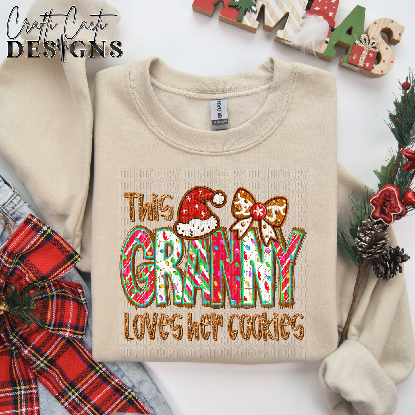 This GRANNY Loves Her Cookies - 2 Options Available - Faux Embroidery Digital Download