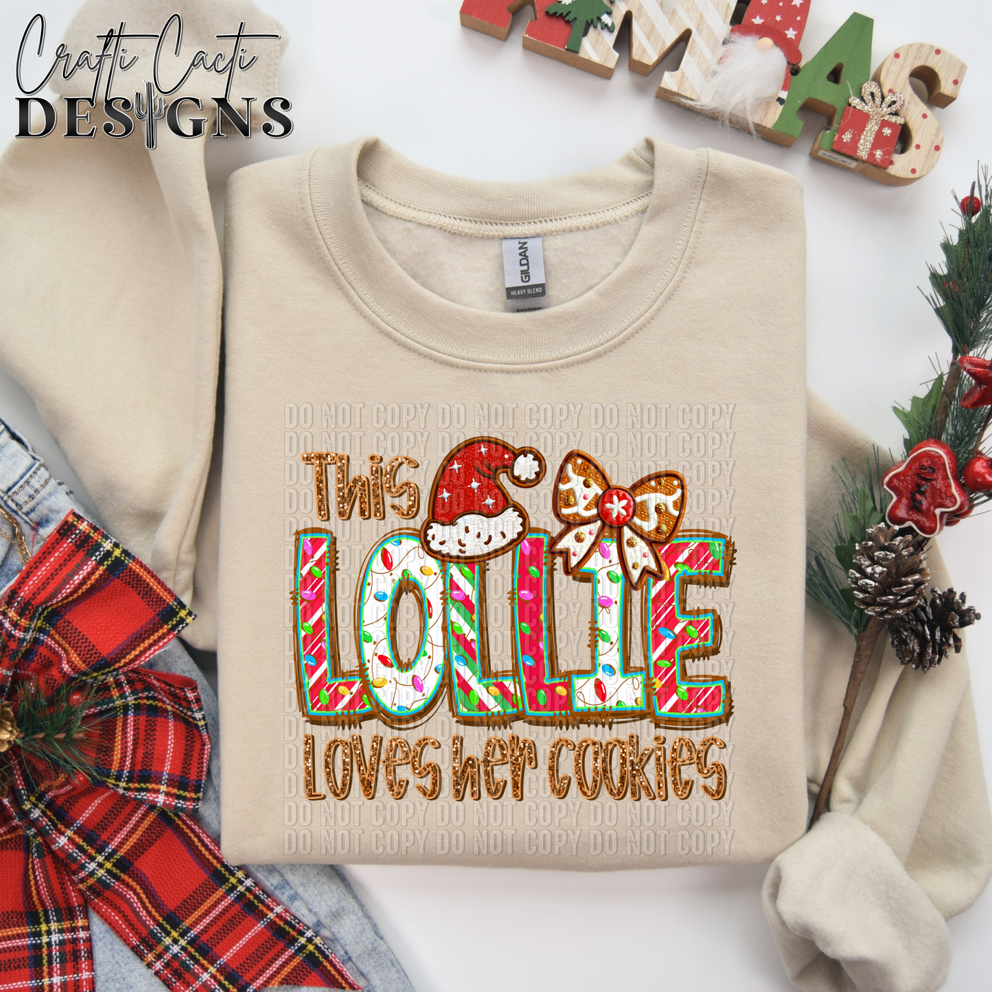 This LOLLIE Loves Her Cookies - 2 Options Available - Faux Embroidery Digital Download