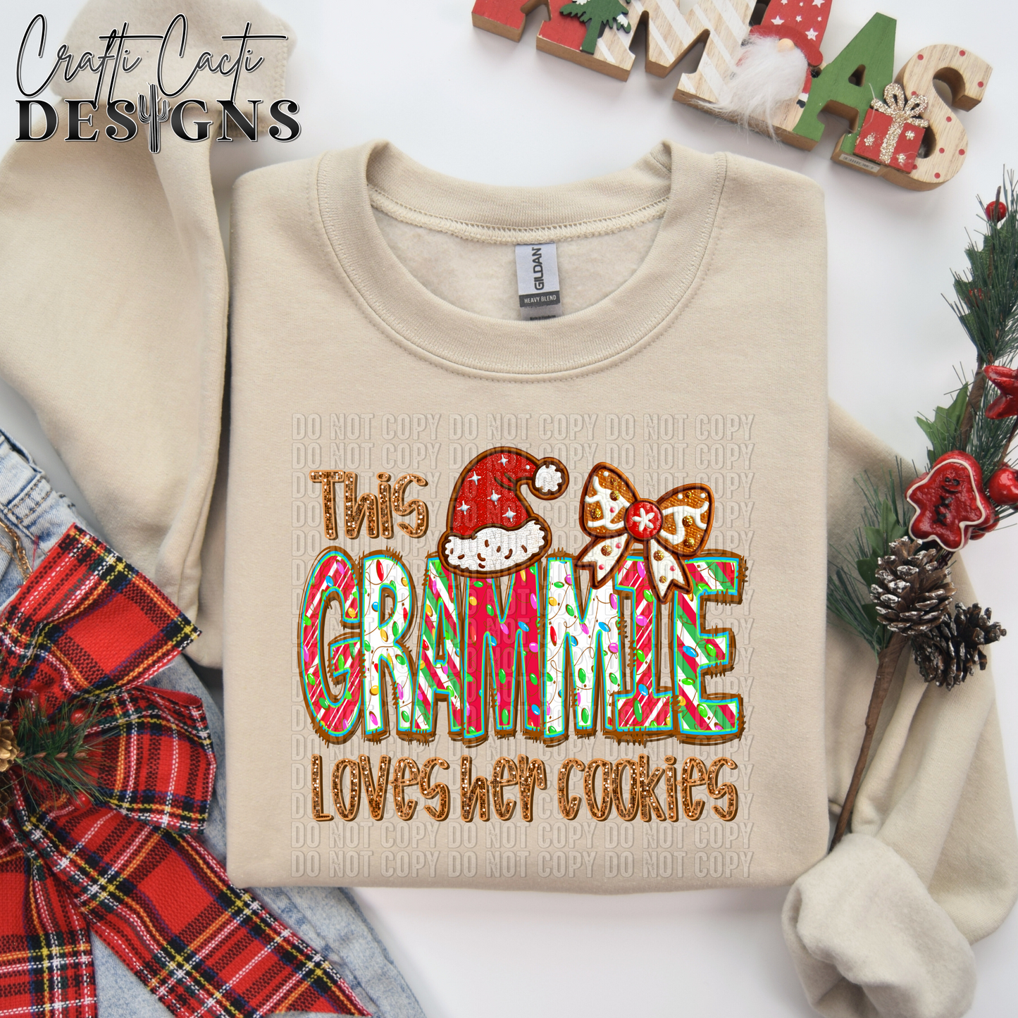 This GRAMMIE Loves Her Cookies - 2 Options Available - Faux Embroidery Digital Download