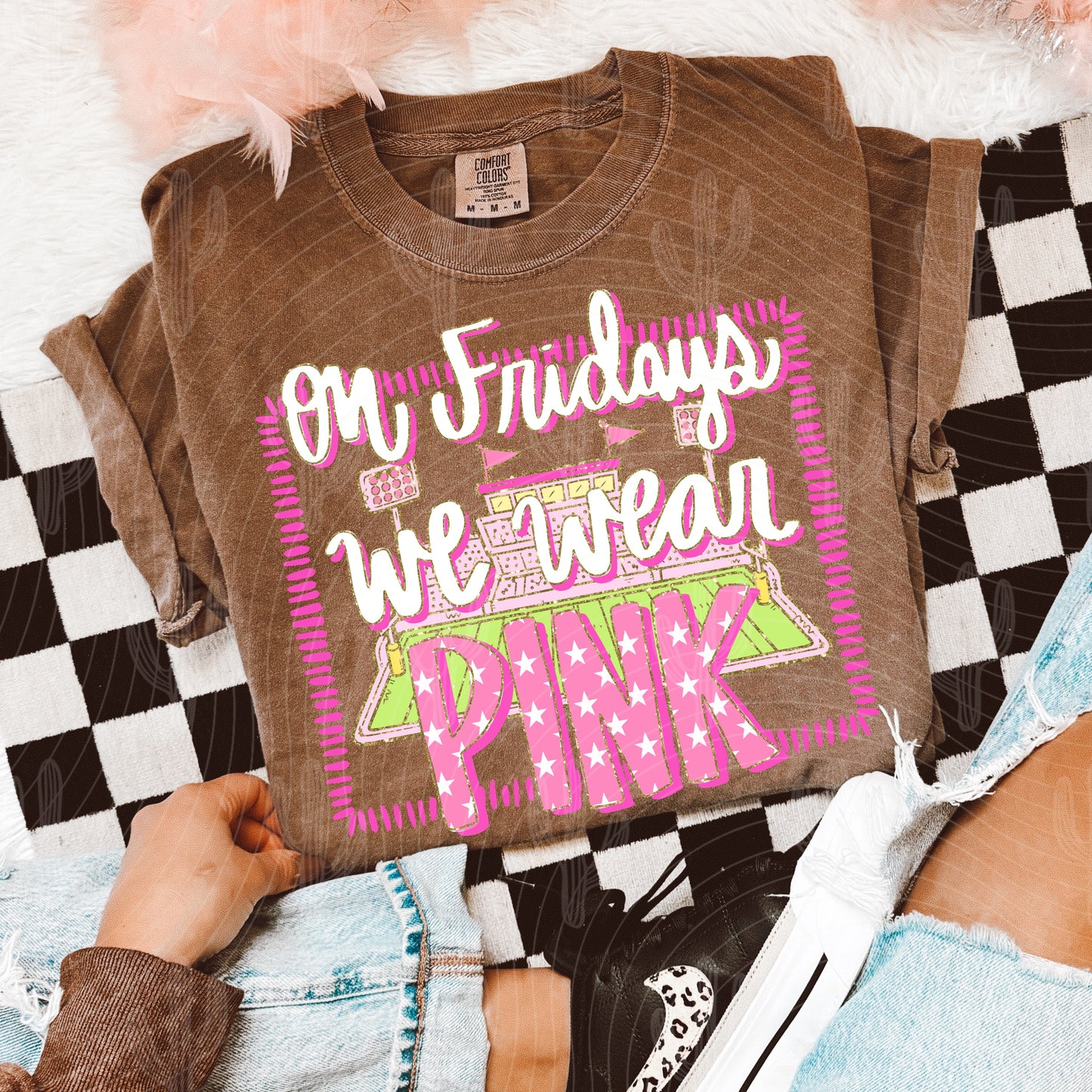 On Fridays We Wear Pink Preppy Field - Digital Download