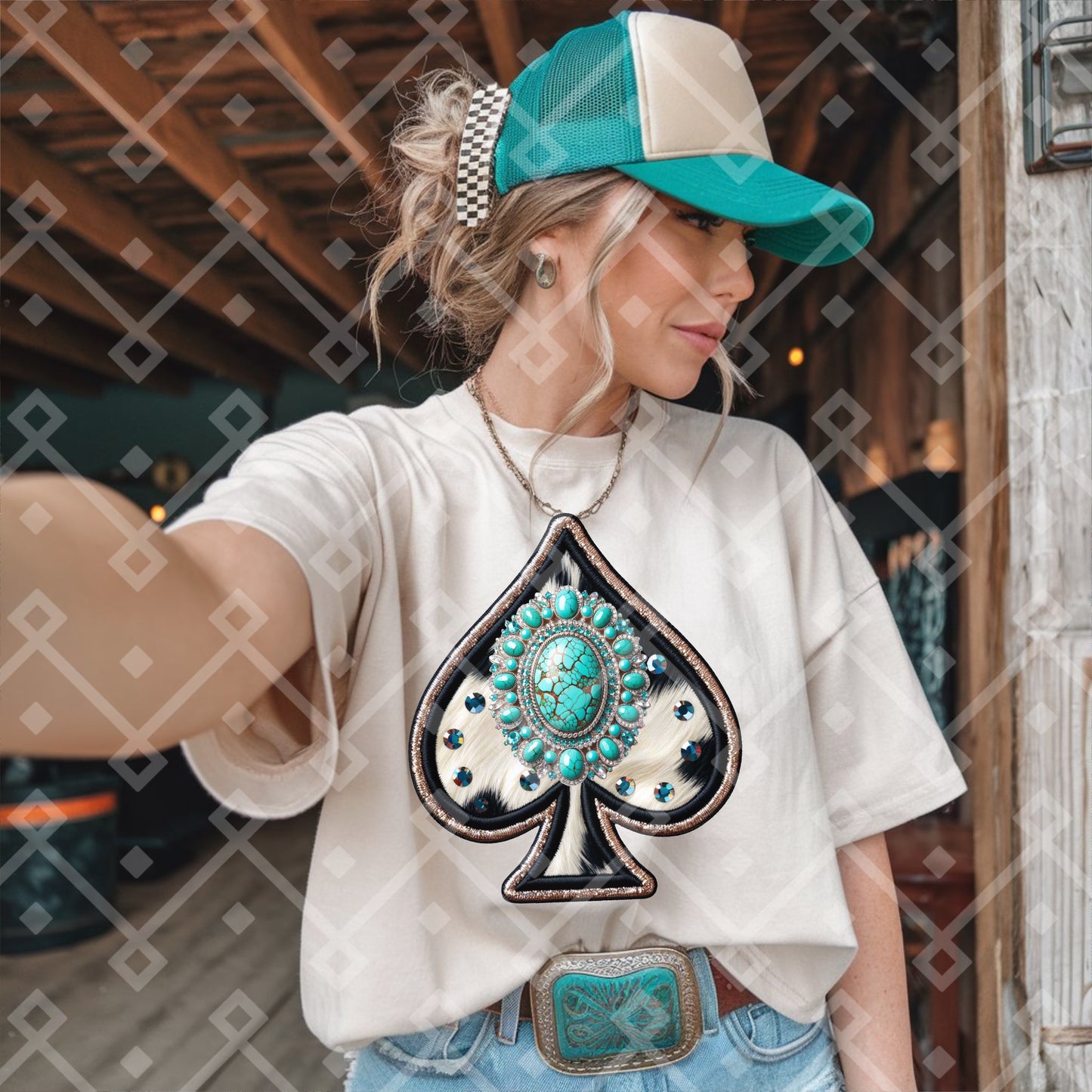 Cowhide Turquoise Concho Spade Digital Download