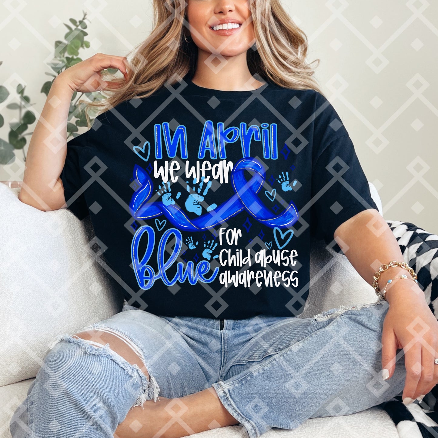 In April We Wear Blue For Child Abuse Awareness Digital Download