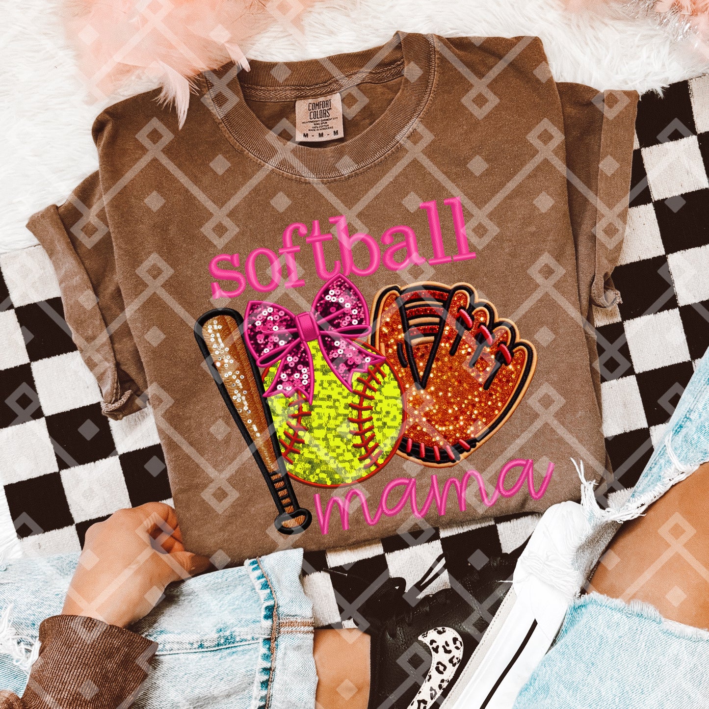 Softball Mama - Faux Embroidery Digital Download