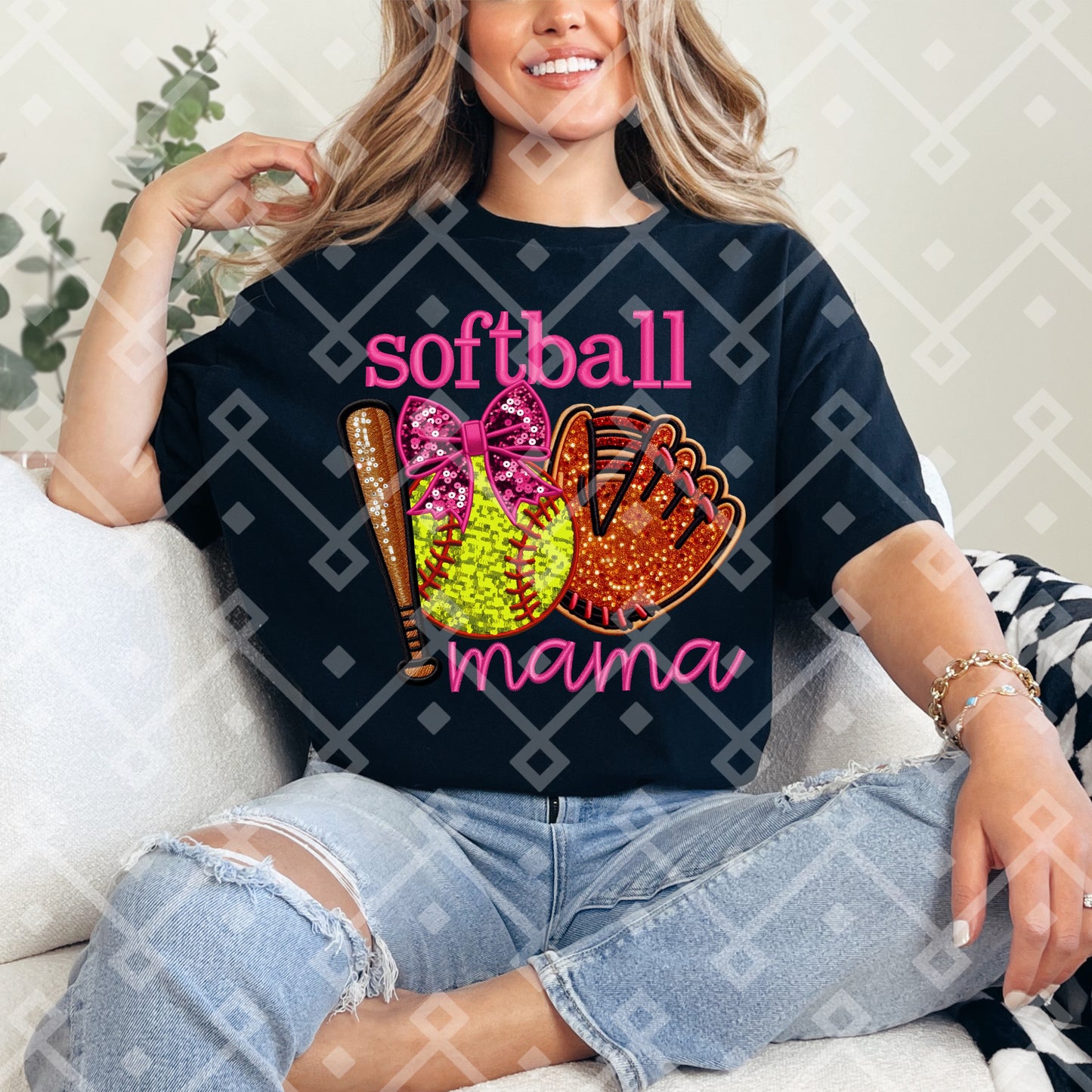 Softball Mama - Faux Embroidery Digital Download