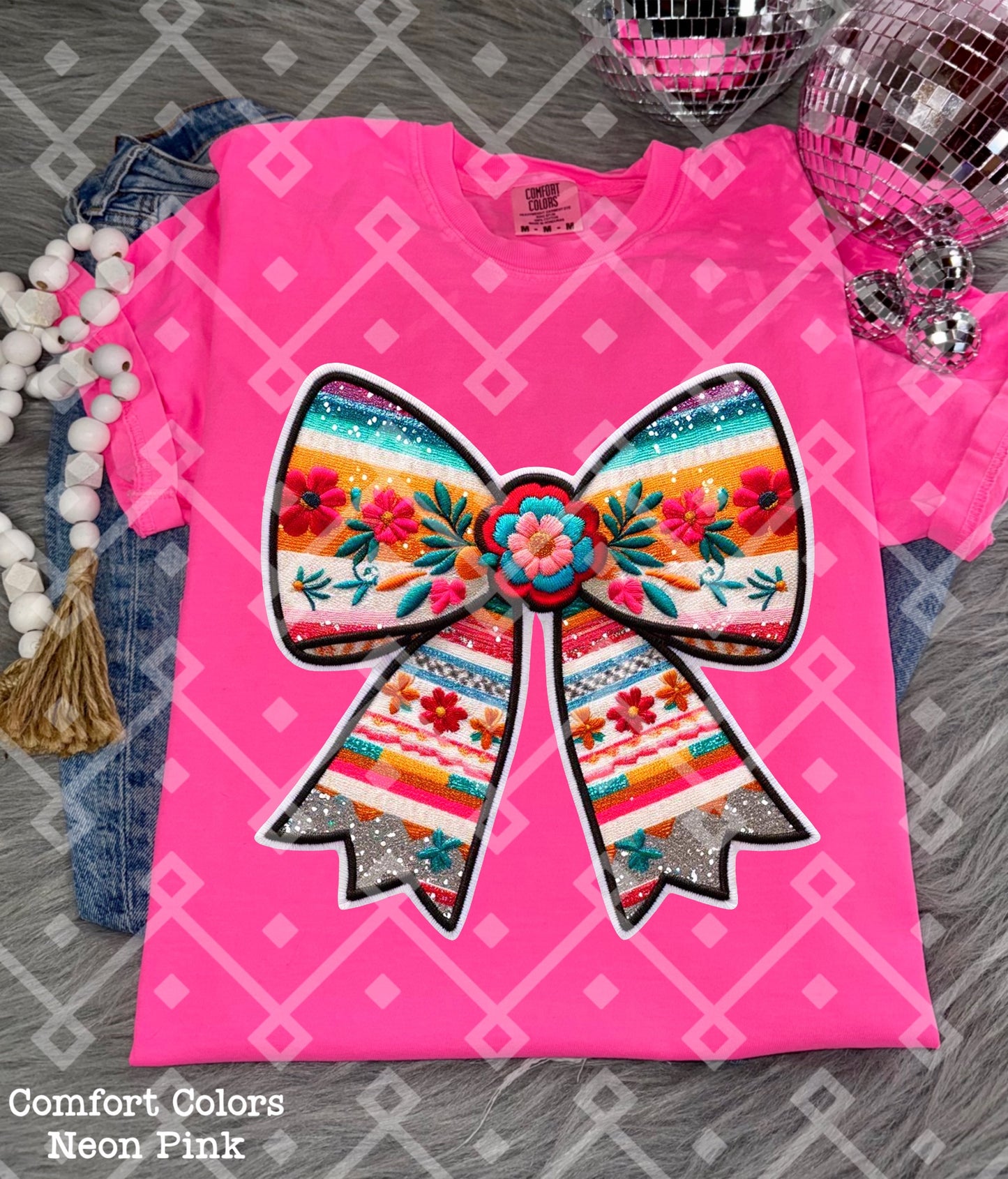 Mexican Floral Coquette Bows - Faux Embroidery - Digital Download