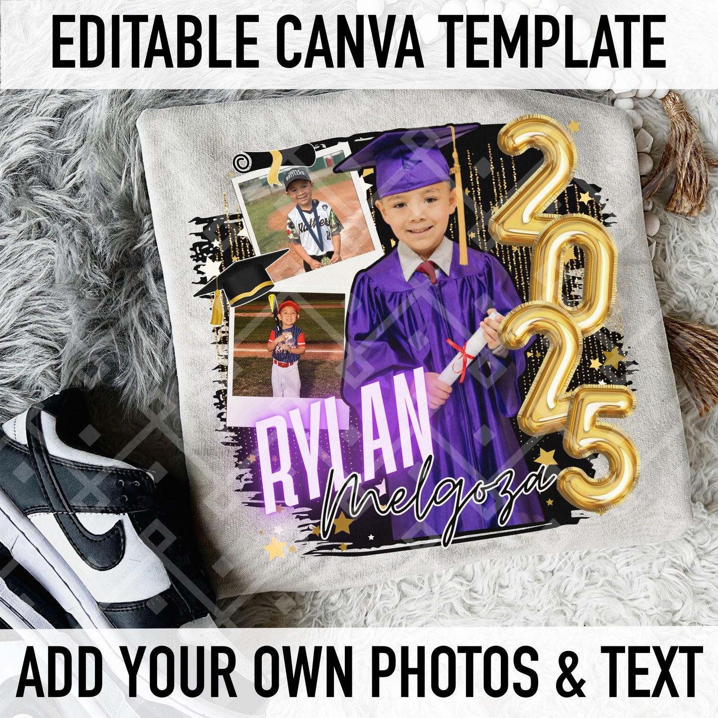 Custom Graduation 2025 - Canva Editable Digital Download Template - Add Your Own Photos and Text