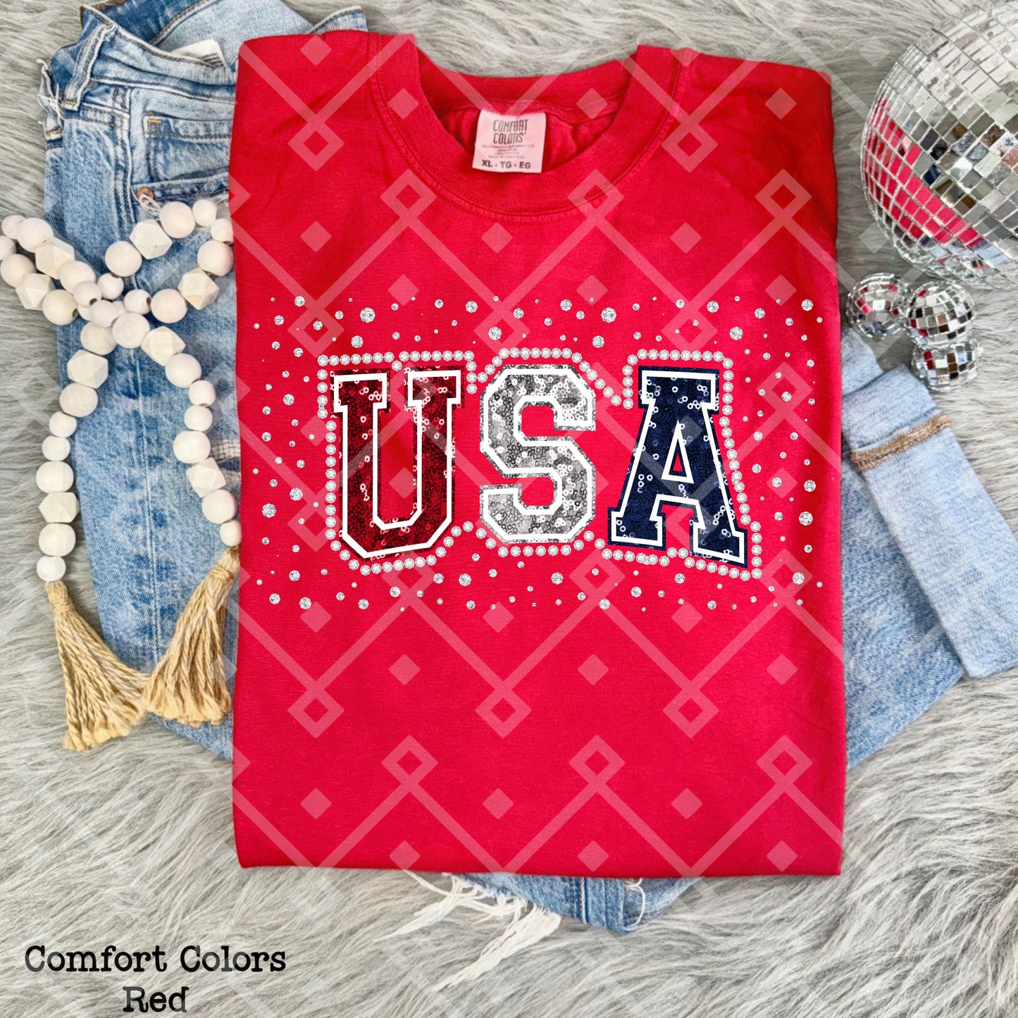 USA - Faux Sequin + Bling - Digital Download