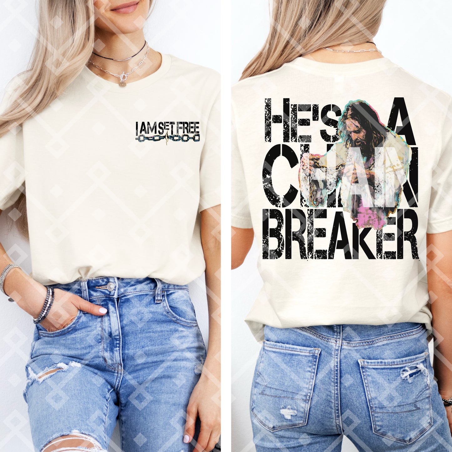 Chain Breaker - White + Black Font W/Pockets Included - Digital Download