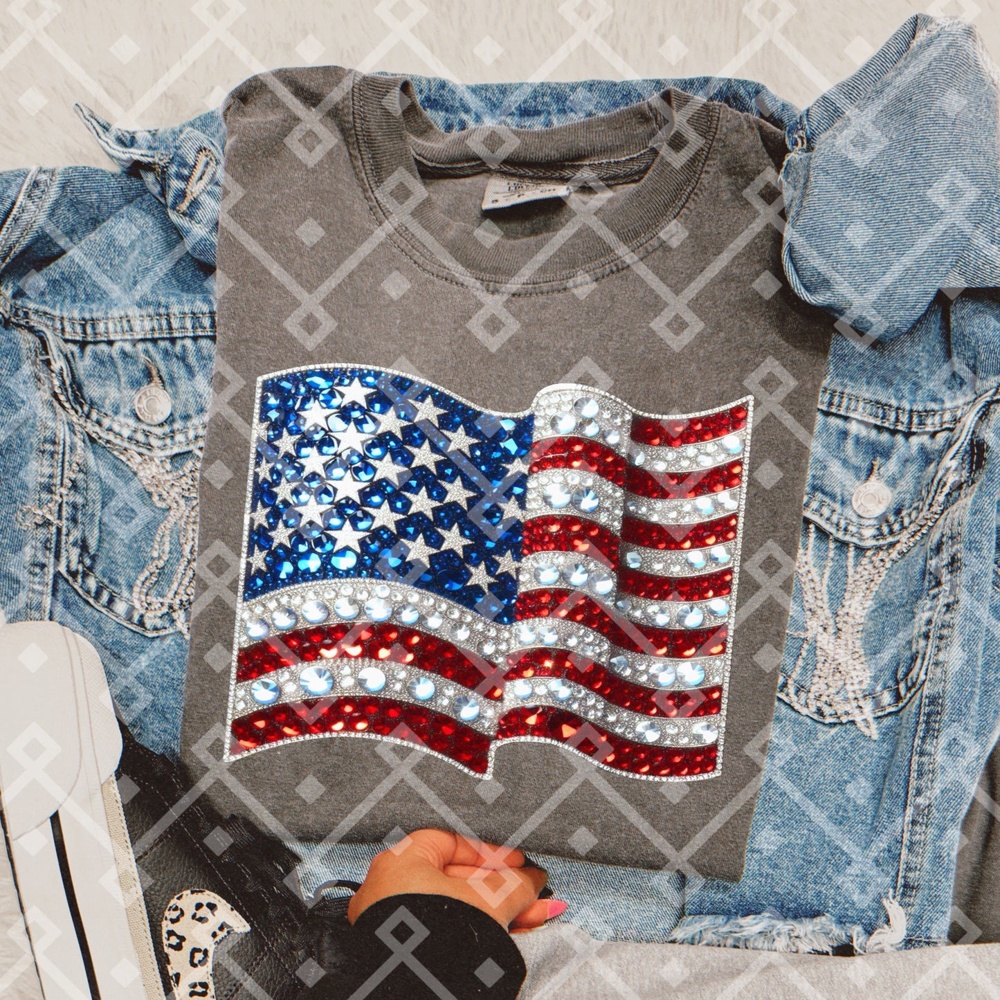 American Flag - Faux Rhinestone - Digital Download