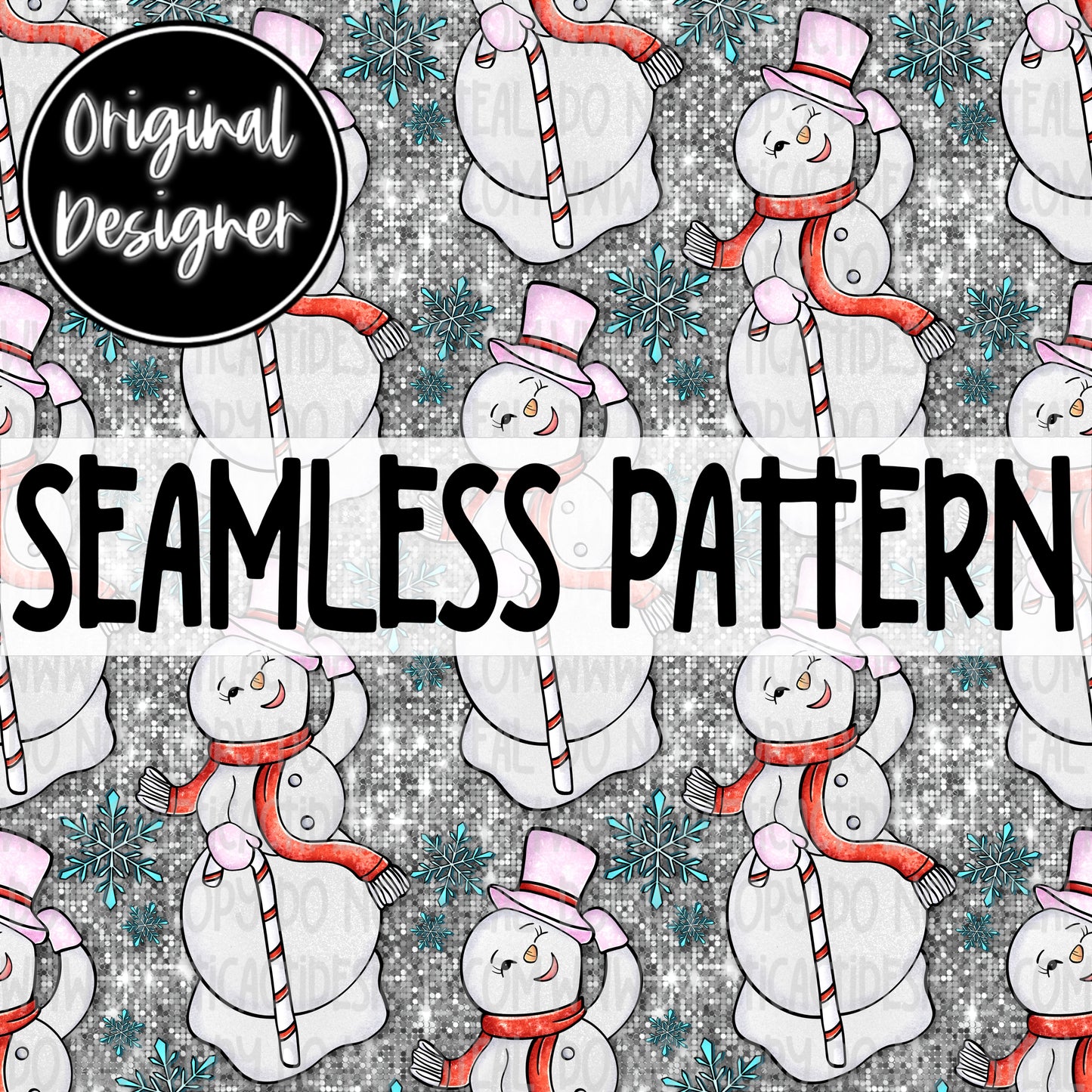 Snowman Red Seamless Digital Download