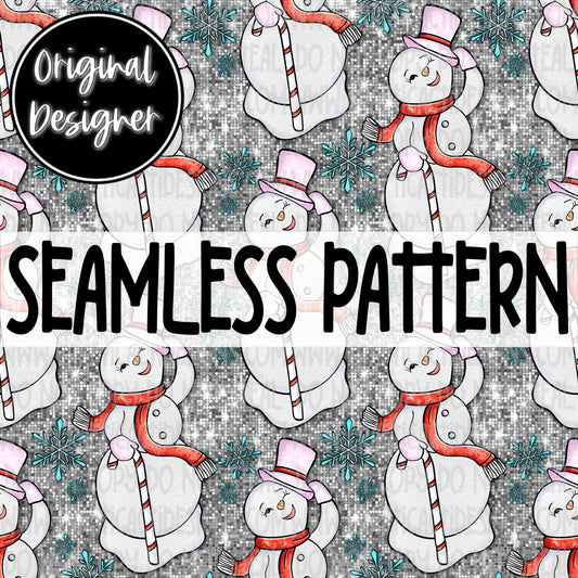 Snowman Red Seamless Digital Download