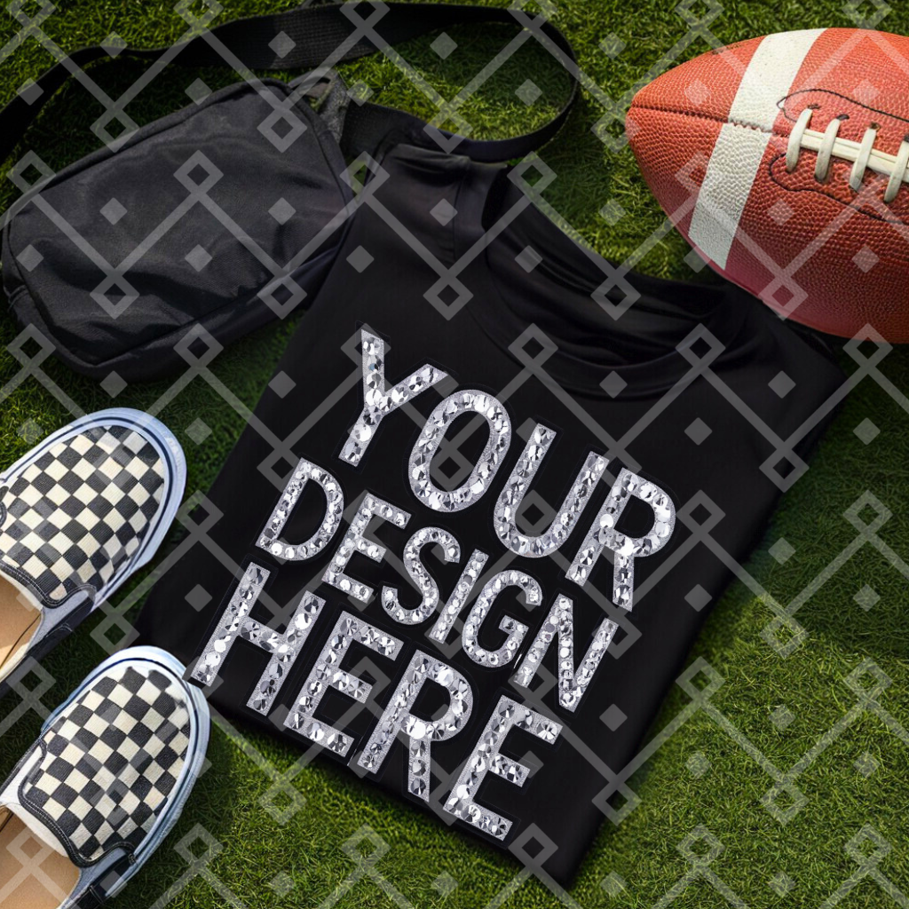 Offbranded Black Tee Football Mock Up