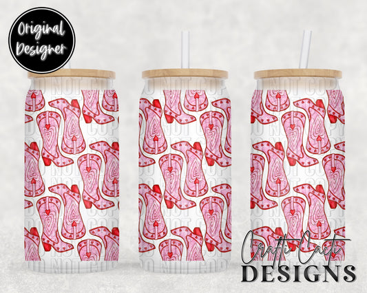 Pink Boujee Cowgirl Boots 16 oz Tumbler Wrap Digital Download