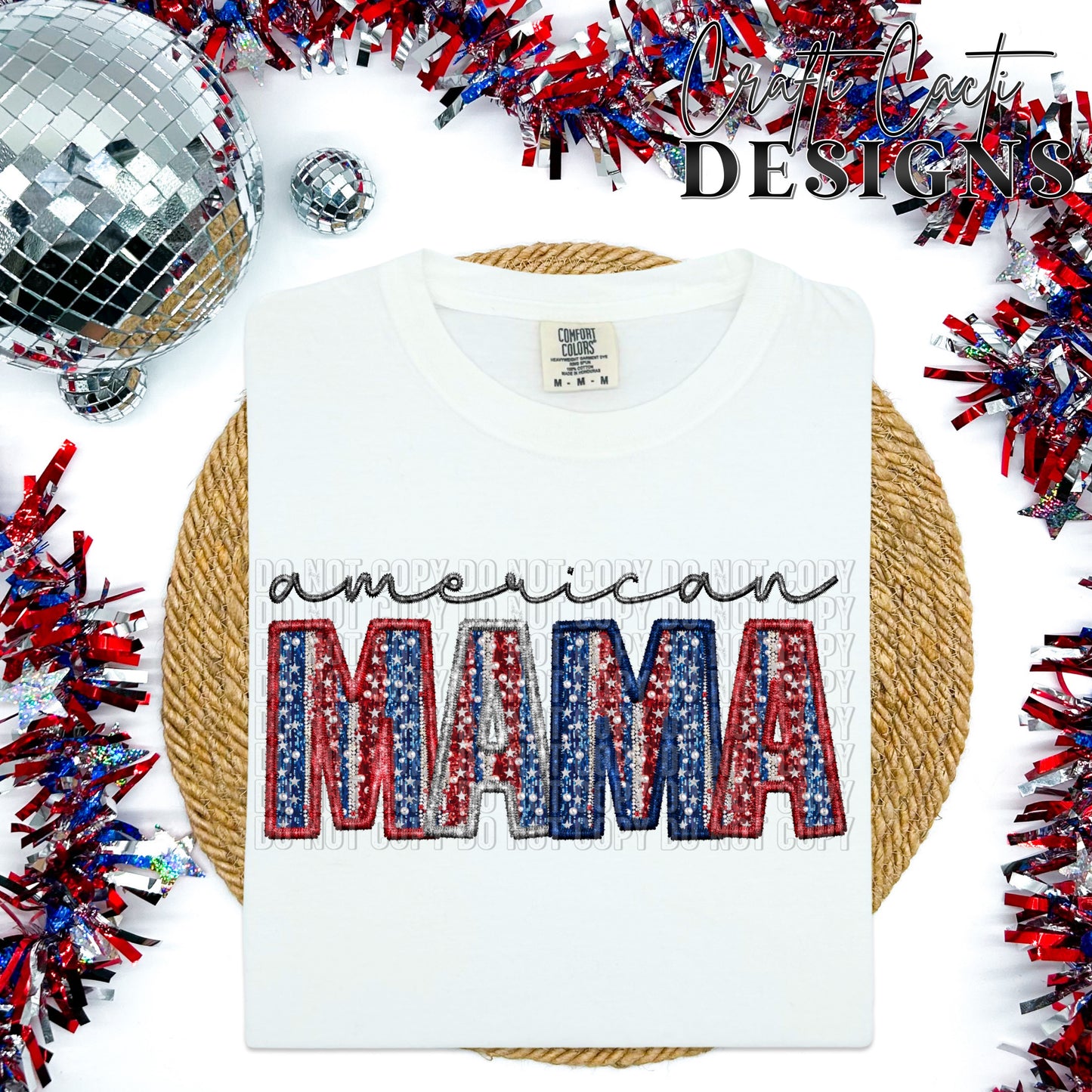 American Mama Faux Embroidery Digital Download