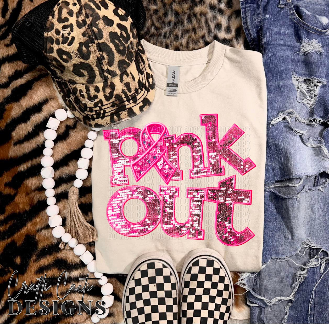 Pink Out Faux Embroidery Digital Download