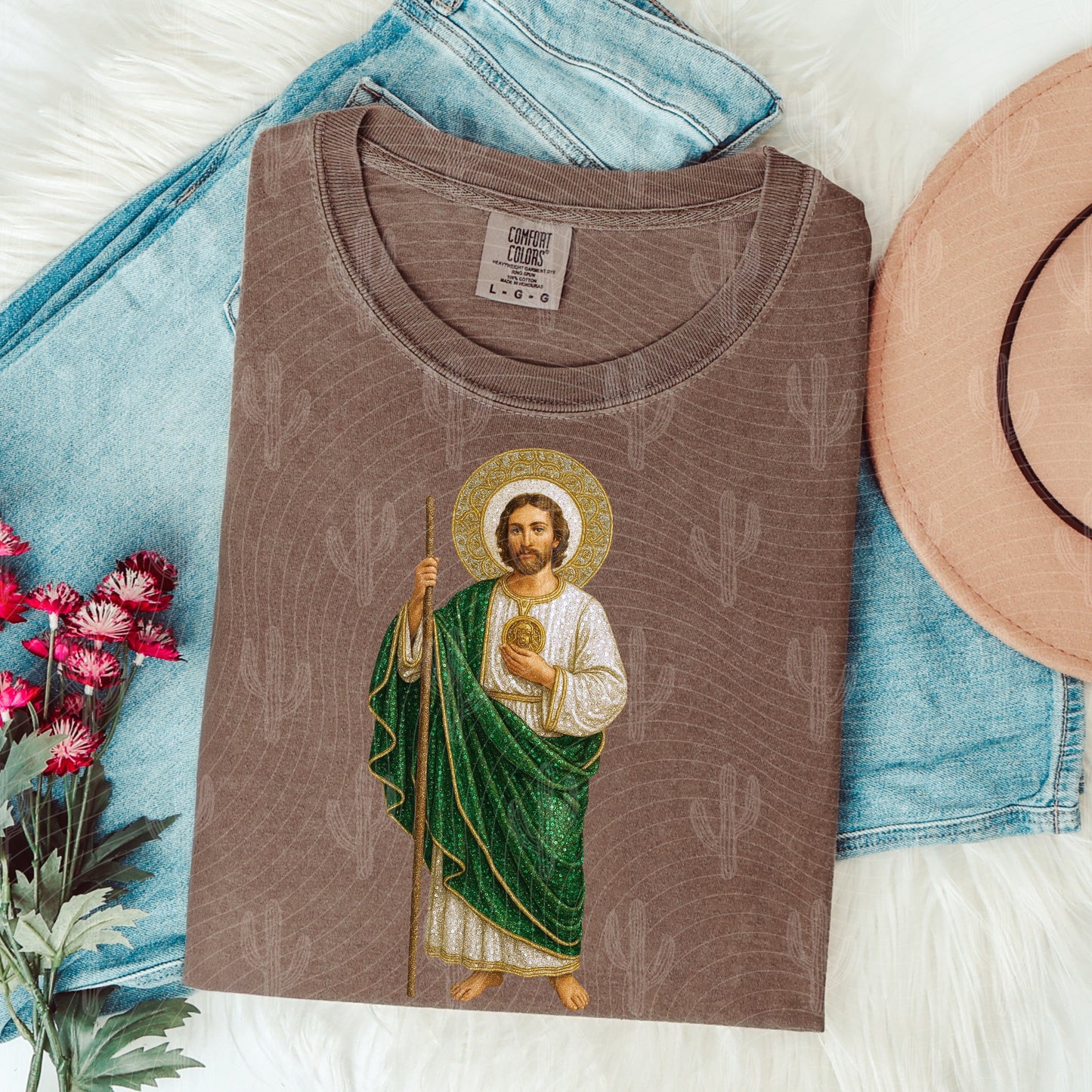 San Judas St. Jude - Faux Sequin Glitter Embroidery Digital Download