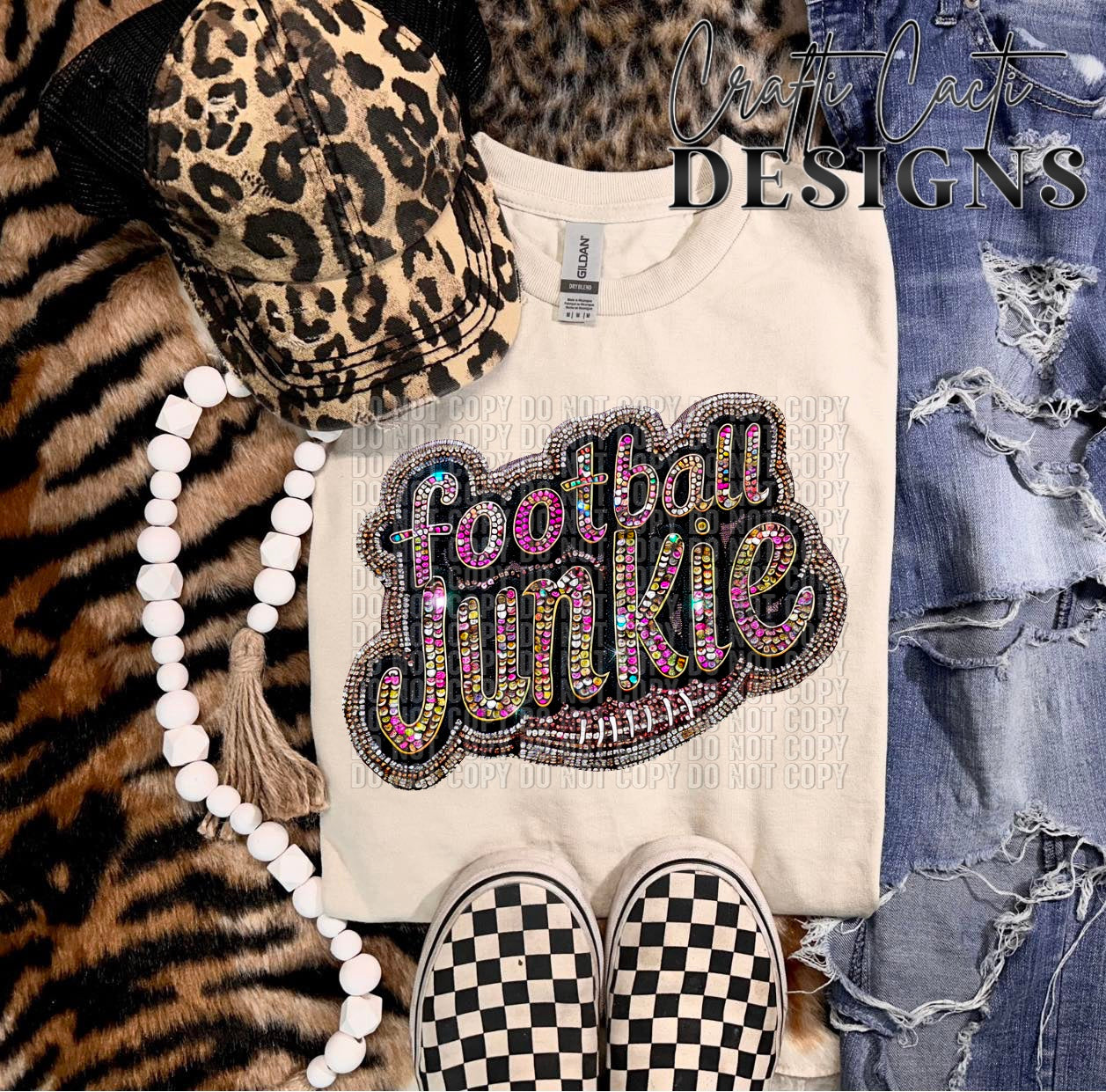 Football Junkie Faux Bling Digital Download
