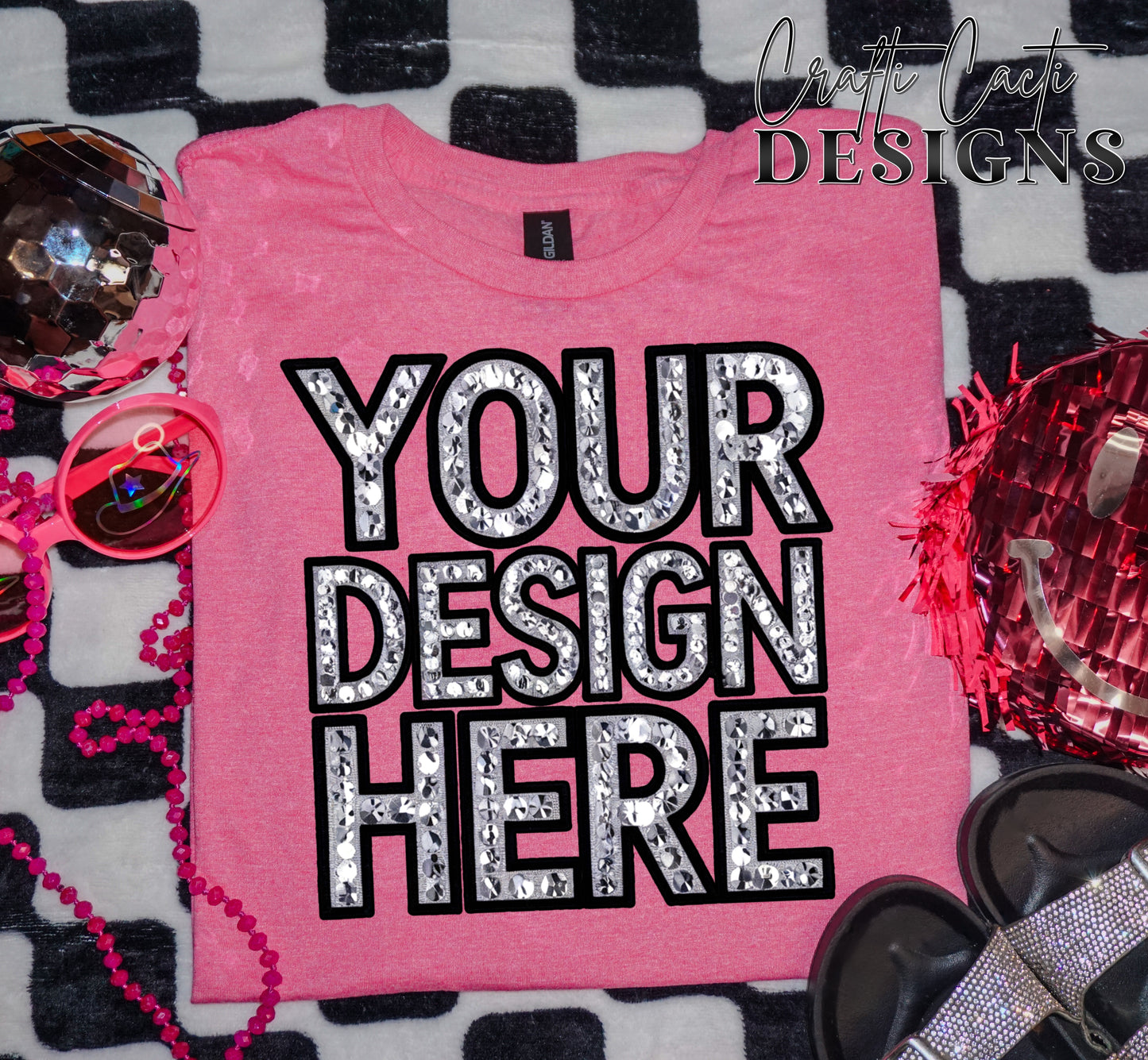 Gildan Softstyle Heliconia Flat Lay Mock-up