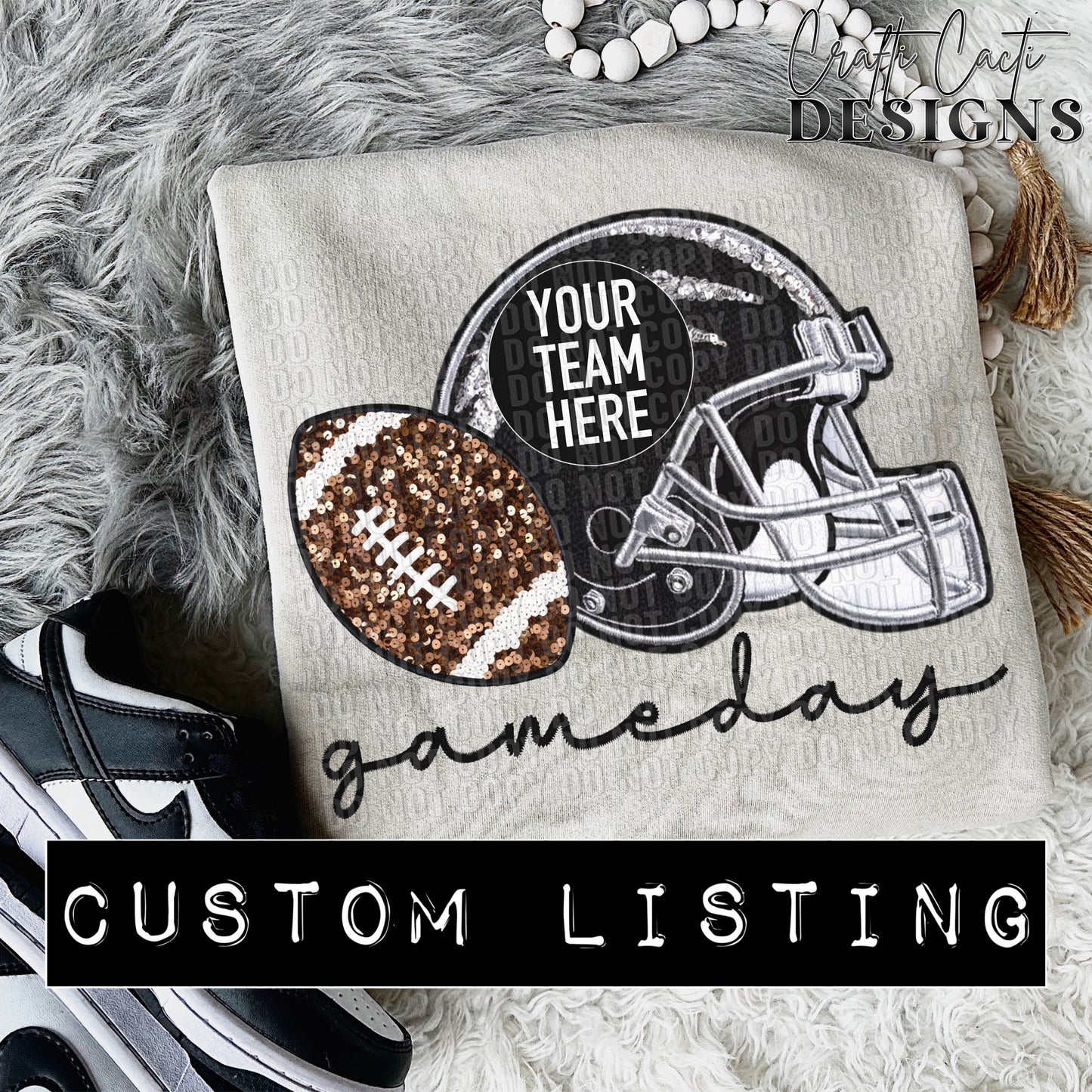 Custom School Team - Game Day - Faux Sequin Helmet Digital Download