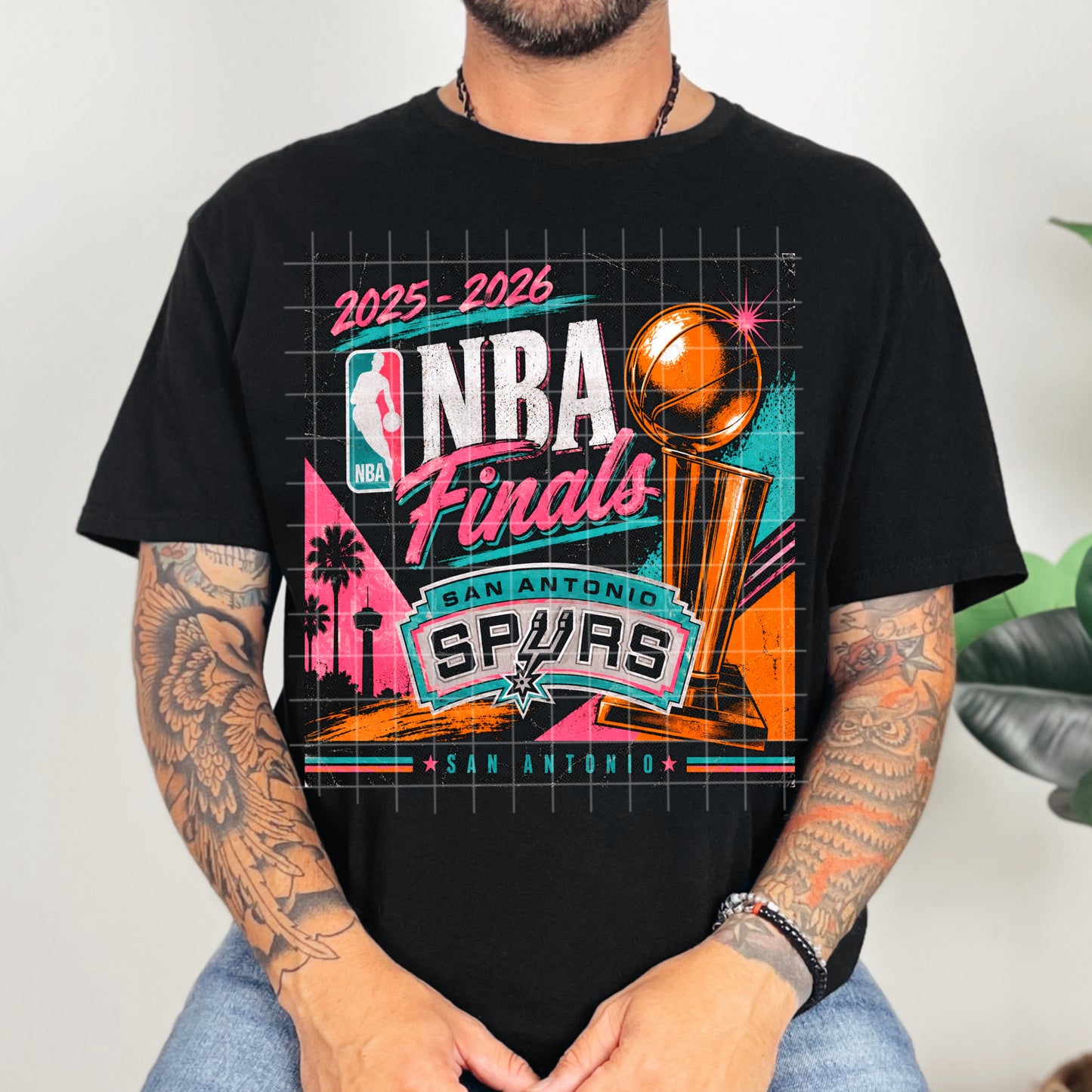 NBA Finals Spurs Retro Colored Halftone and Solid Distress - Facebook Exclusive Digital Download