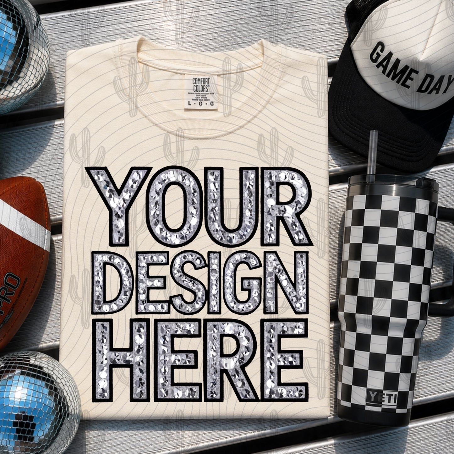 Ivory CC Tee Football Mock Up