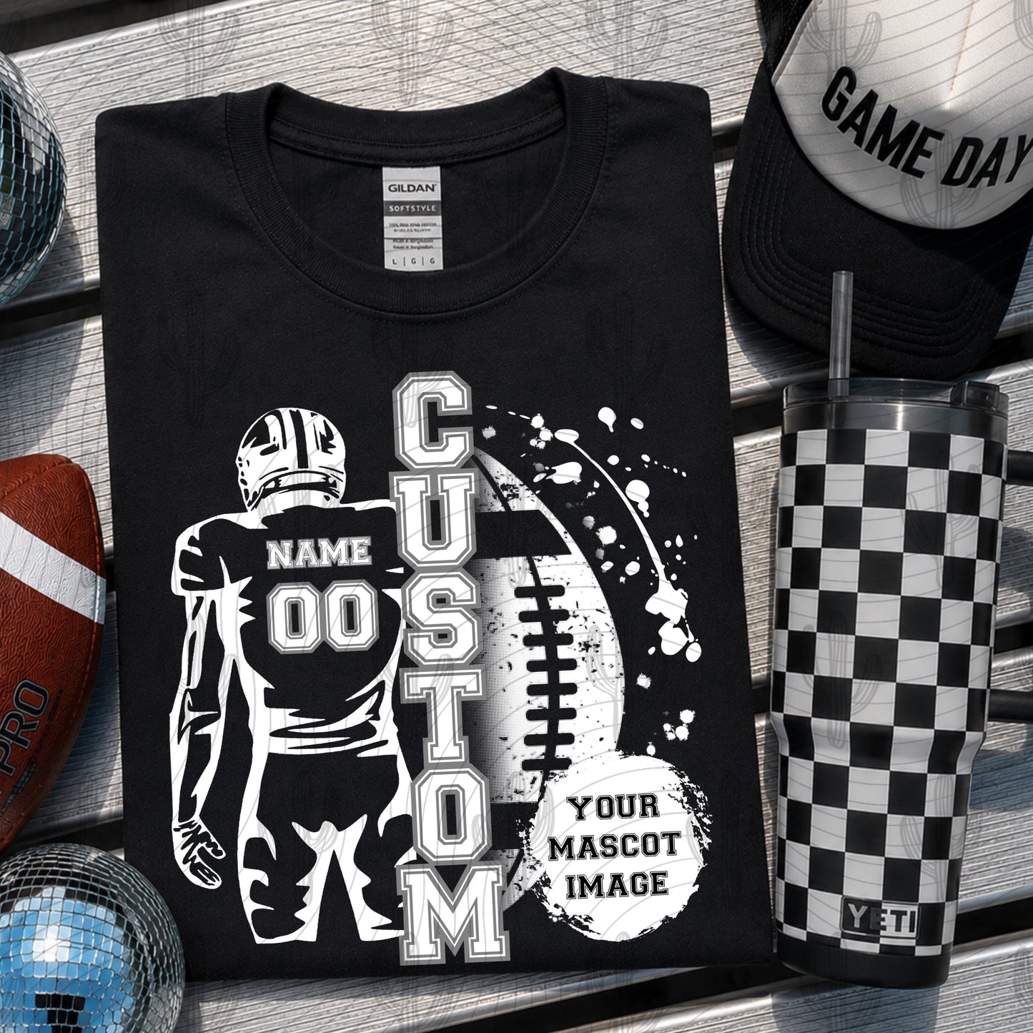 Custom Football Player Editable Canva Template (Both White/Black Colors) - Instant Digital Download