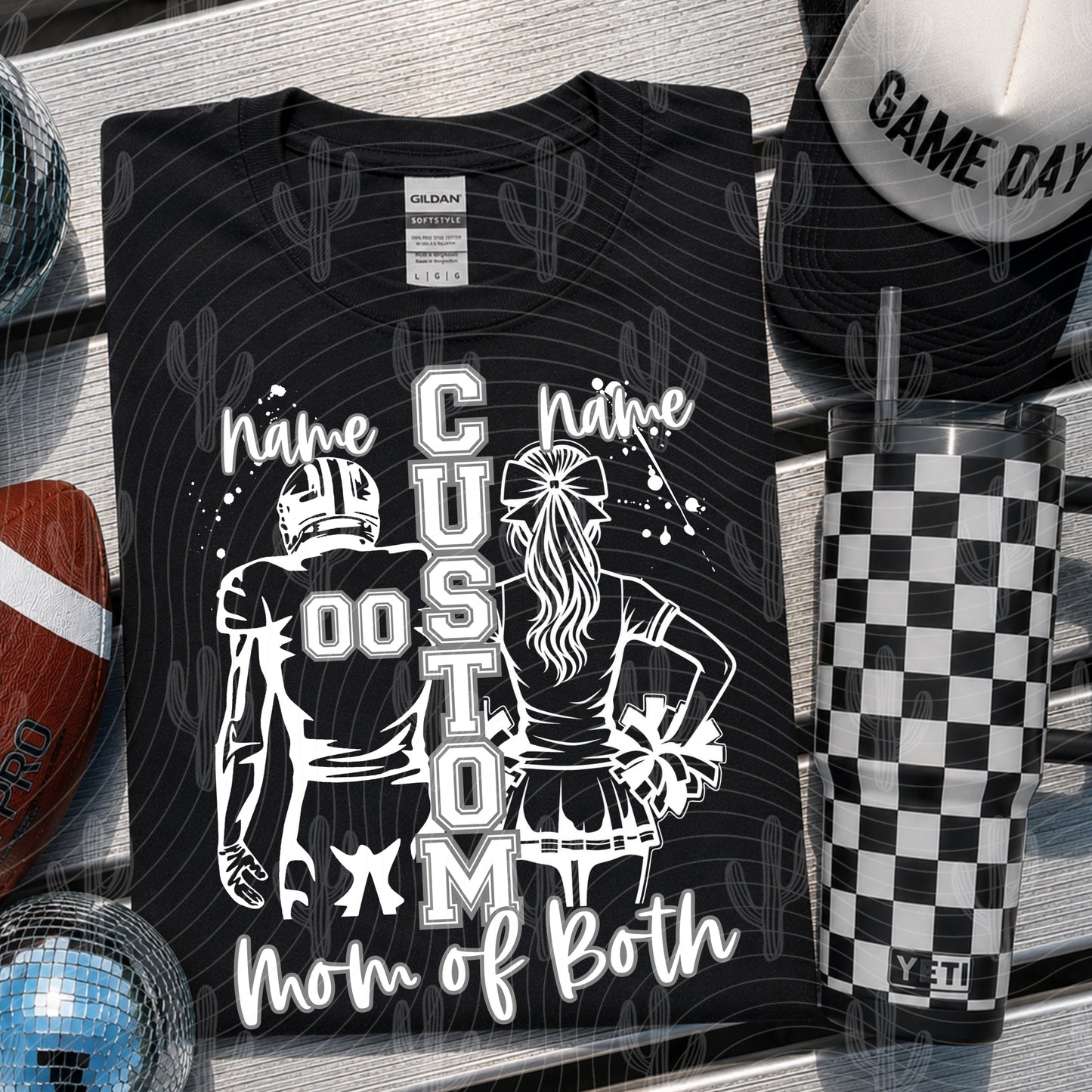 Custom Football/Cheerleader Mom Of Both Design Editable Canva - Instant Digital Download