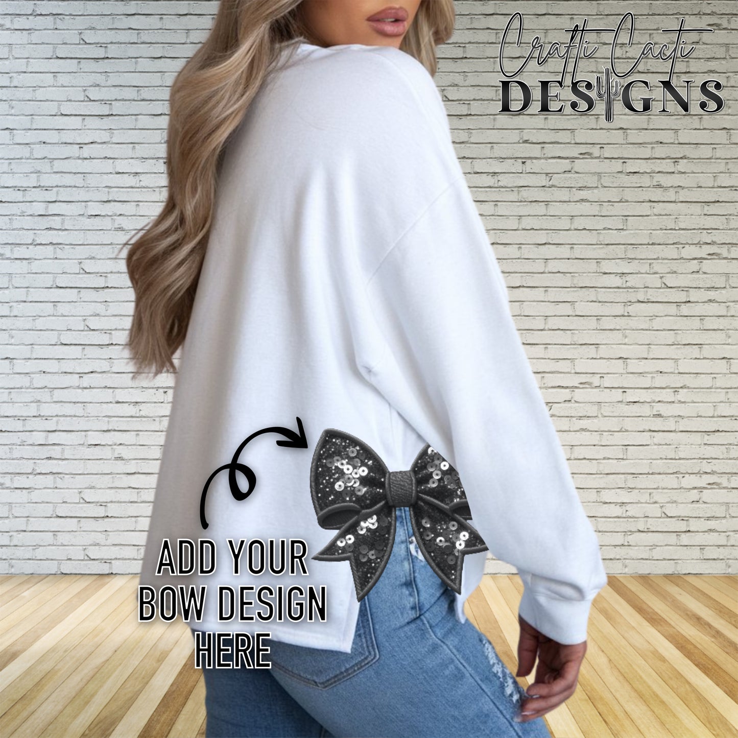 White Gildan Side Slit Sweatshirt - Add Your Own Bow - Neutral Mock Up