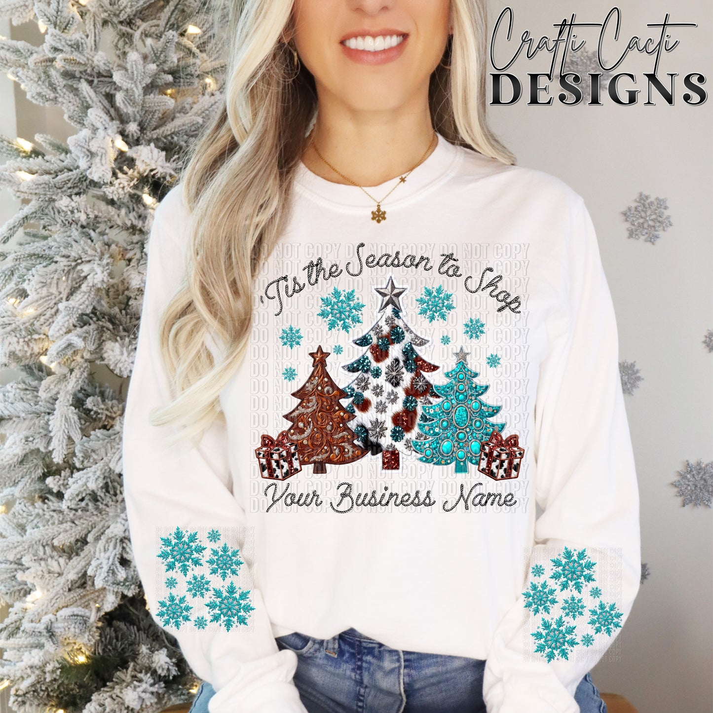 'Tis The Season To Shop (With Your Business Name) Snowflake Sleeve Design Also Included - Digital Download