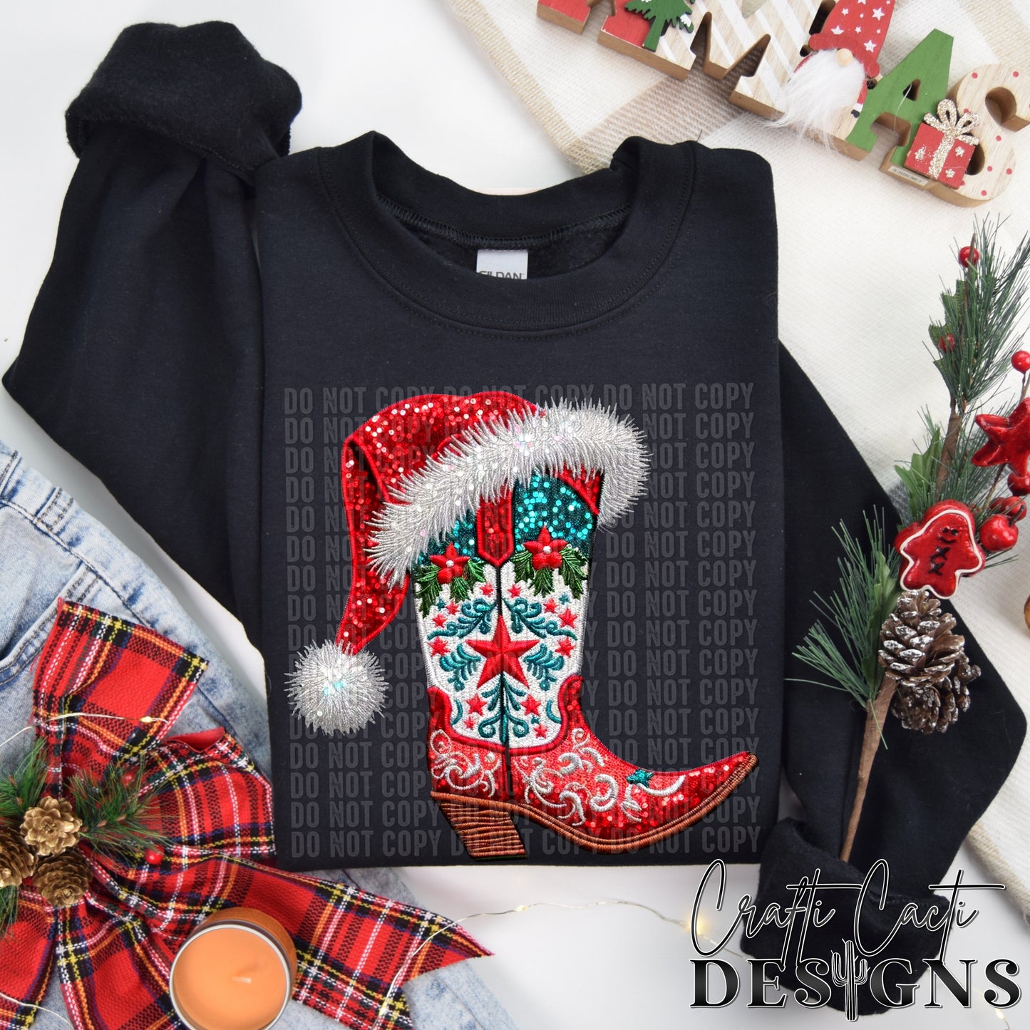 Christmas Cowgirl Boot - Digital Download