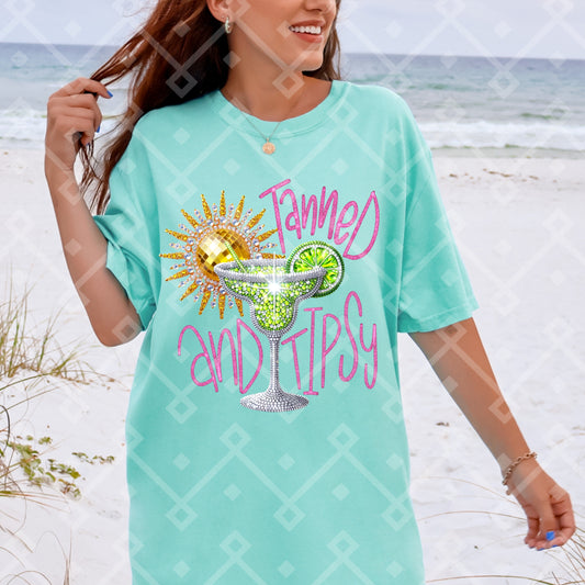 Tanned And Tipsy -  Pink and White- Digital Download