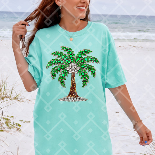 Rhinestone Green Palm Tree - Faux Rhinestone - Digital Download