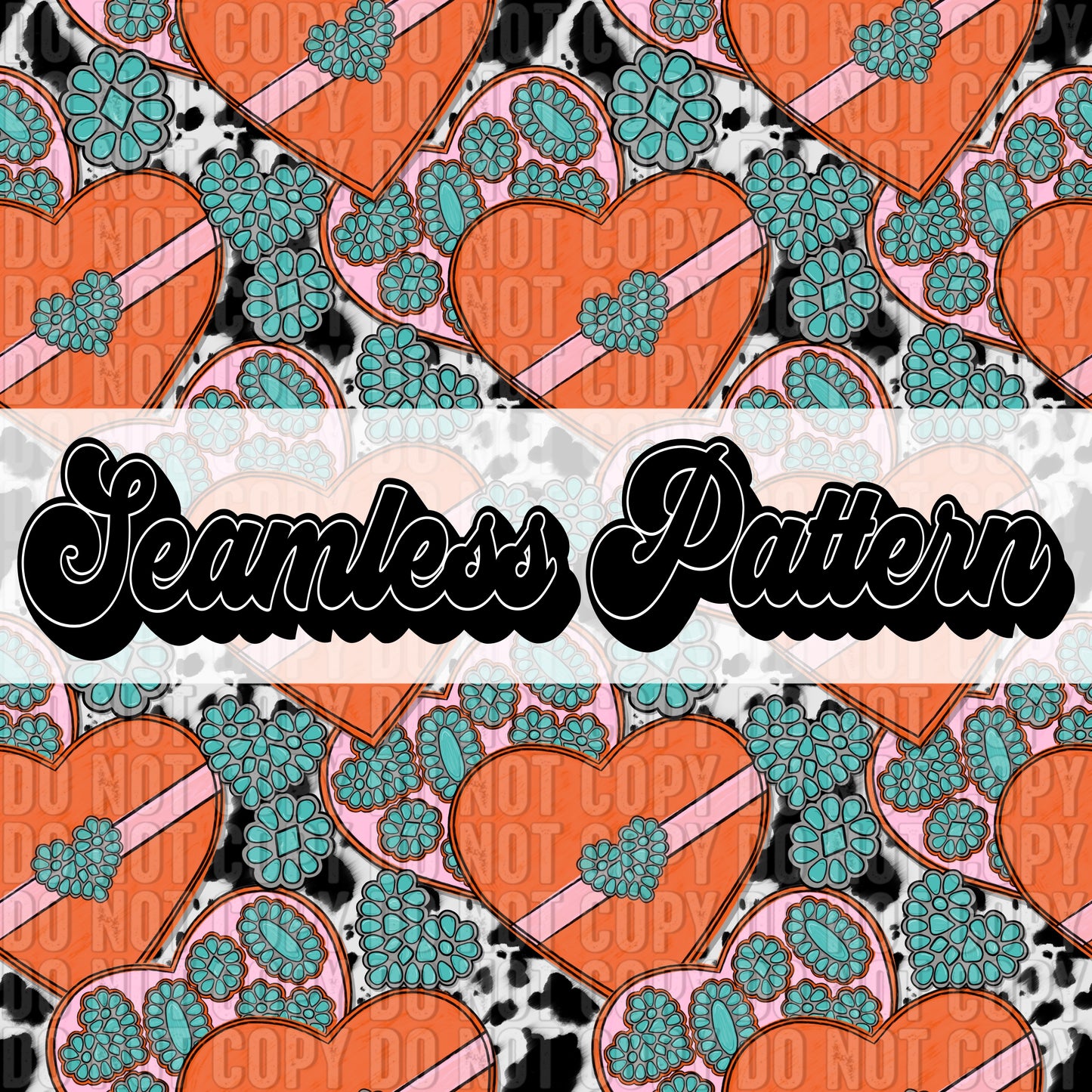 Turquoise Heart Box Seamless Digital Download