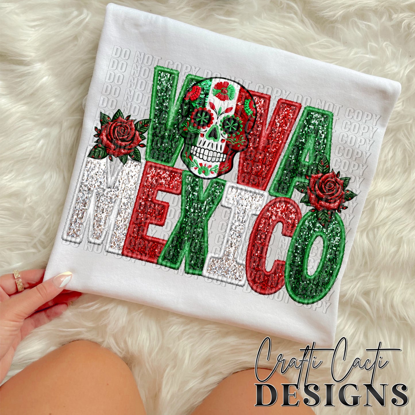 Viva Mexico Mexican Sugar Skull Faux Embroidery - Hispanic - Digital Download