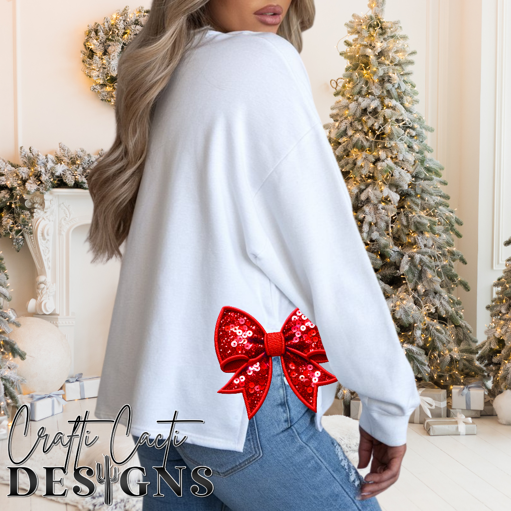 Sleigh All Day Red - Bow Design Included - Faux Embroidery Digital Download