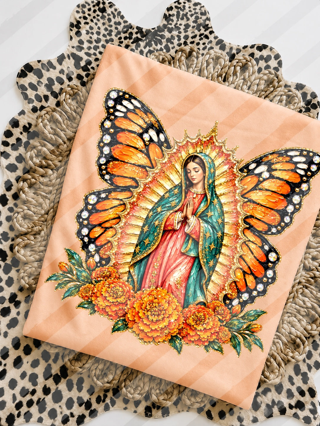 Virgin Mary Butterfly Faux Paint - Hispanic - Digital Download
