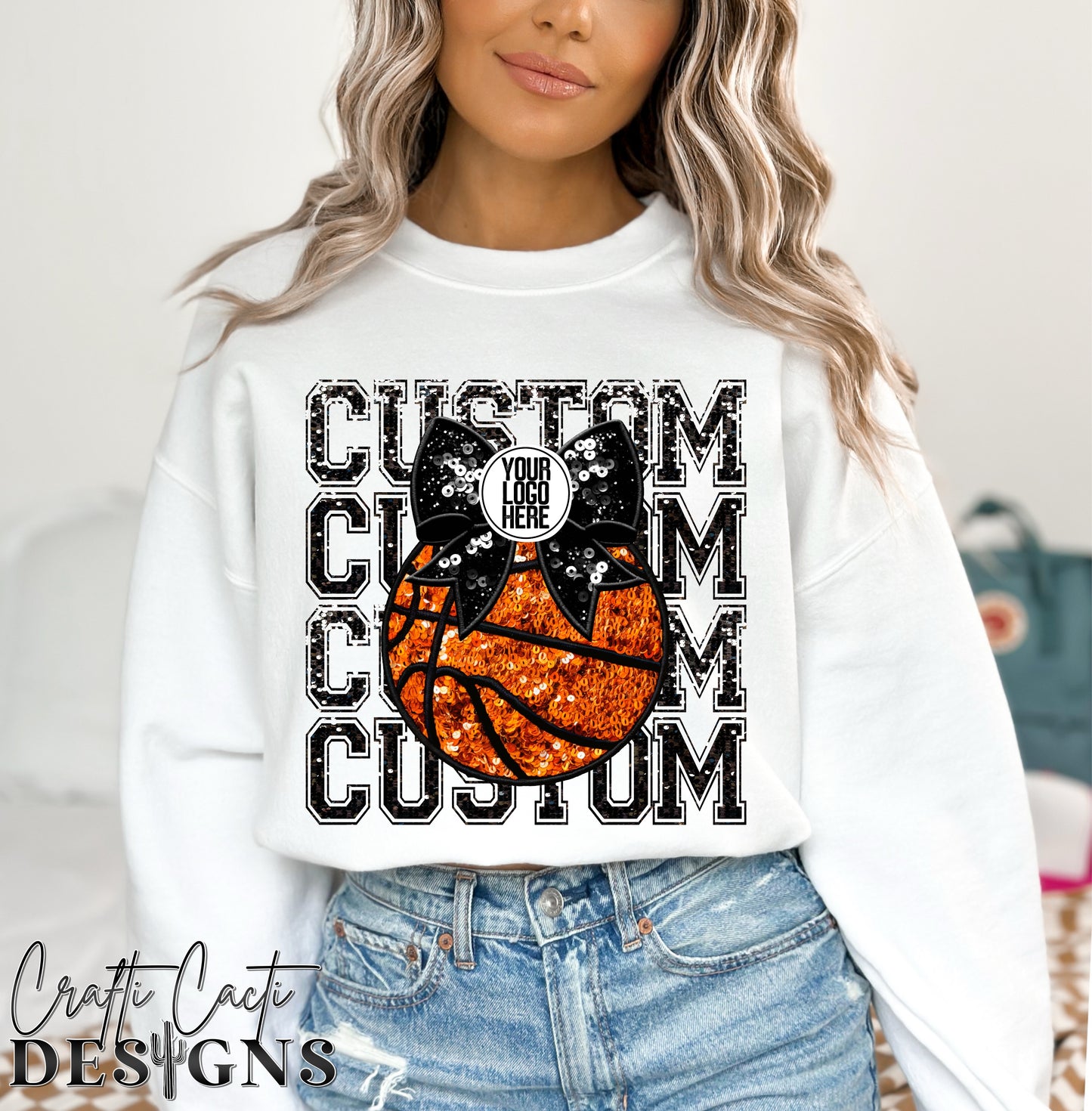 Custom Basketball Team Spirit Design - Faux Embroidery Sequin - Digital Download