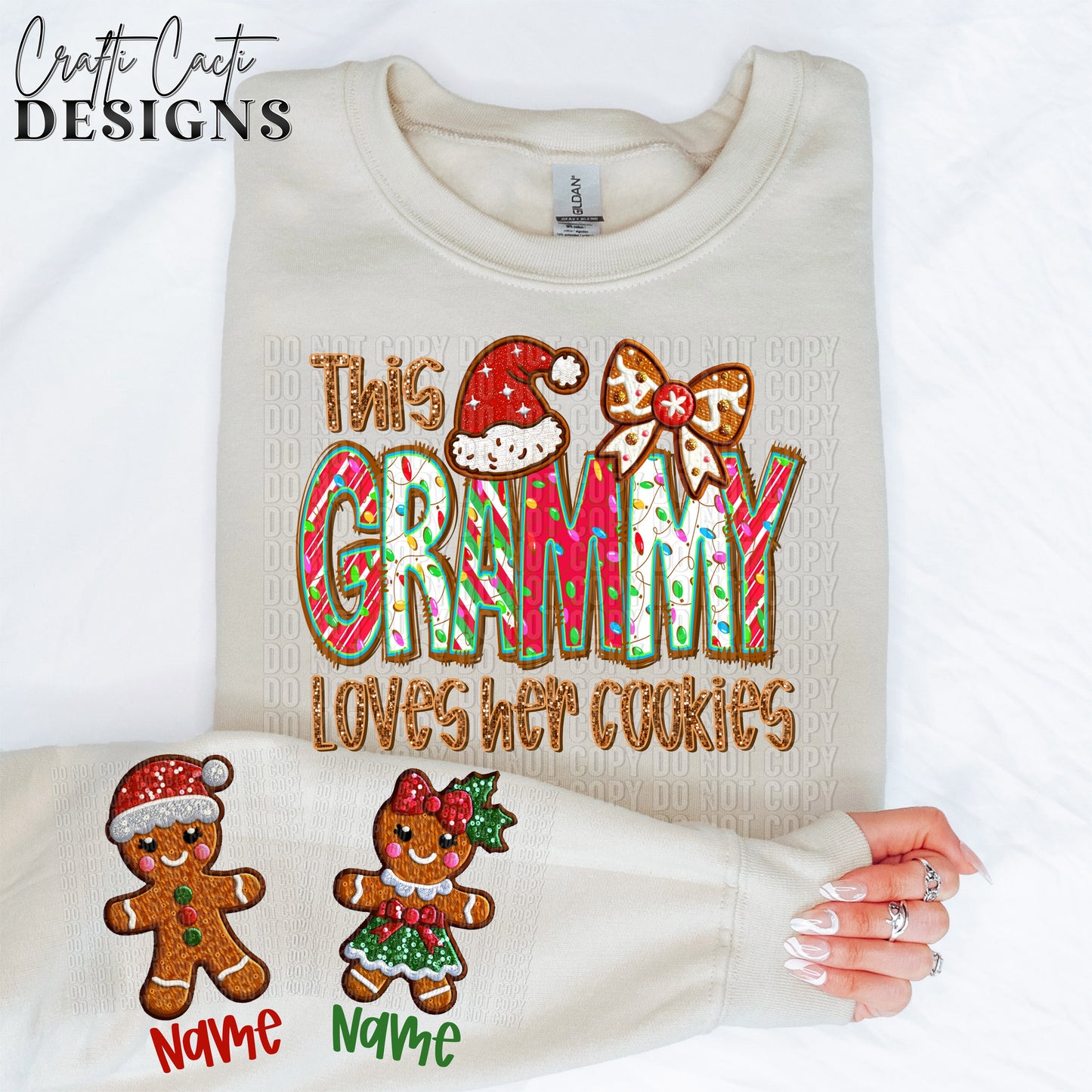 This GRAMMY Loves Her Cookies - 2 Options Available - Faux Embroidery Digital Download