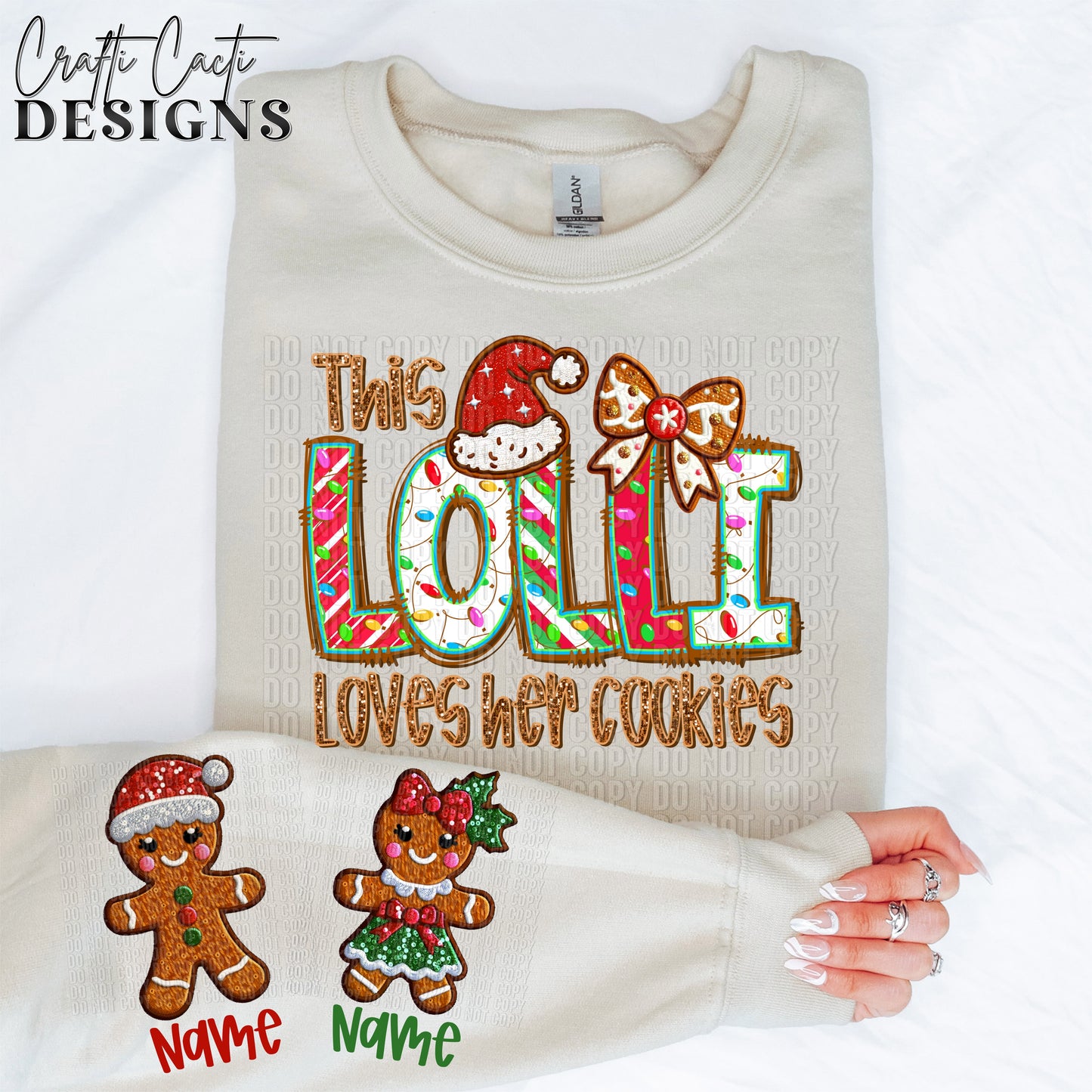 This LOLLI Loves Her Cookies - 2 Options Available - Faux Embroidery Digital Download
