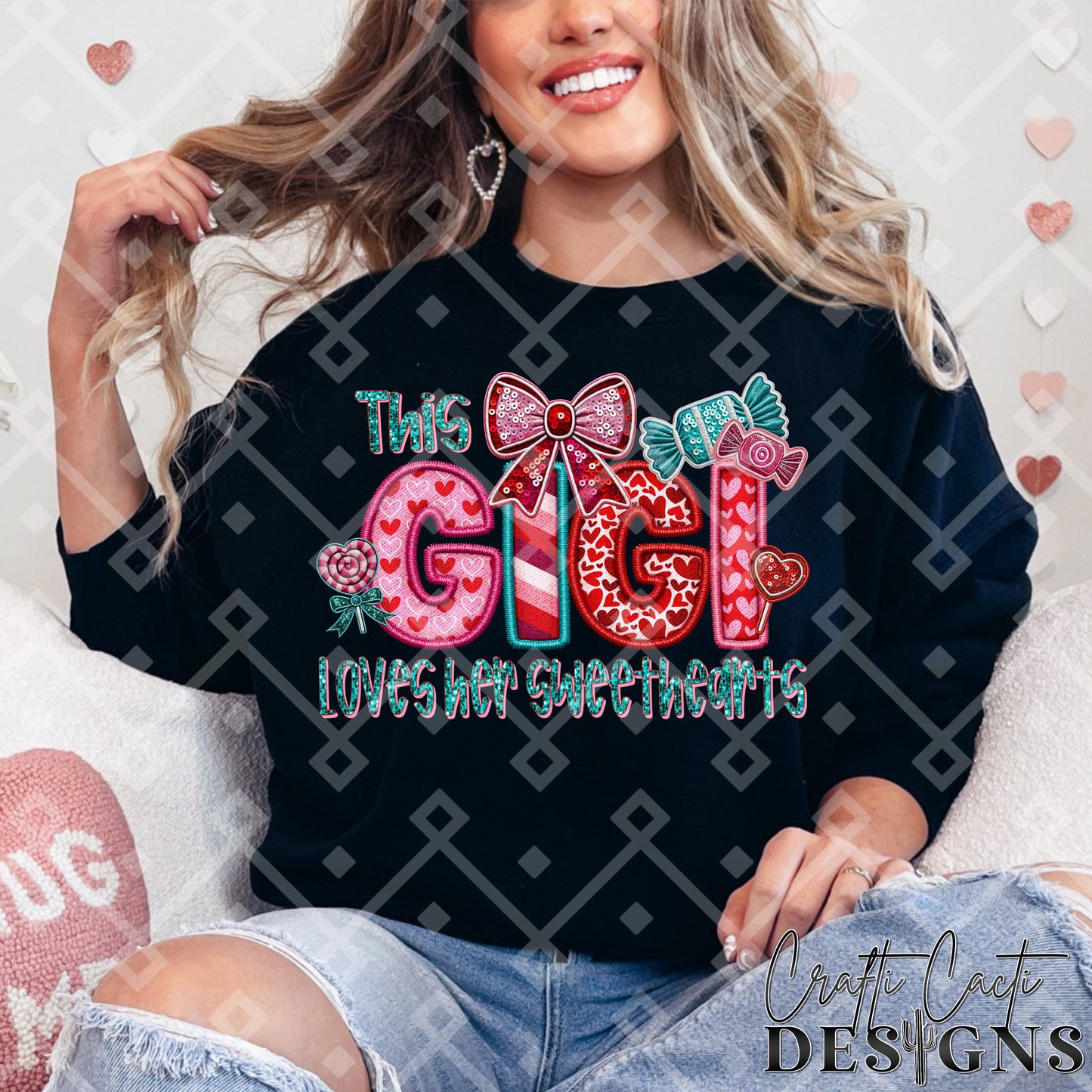 This GIGI Loves Her Sweethearts - 2 Options Available - Faux Embroidery Digital Download