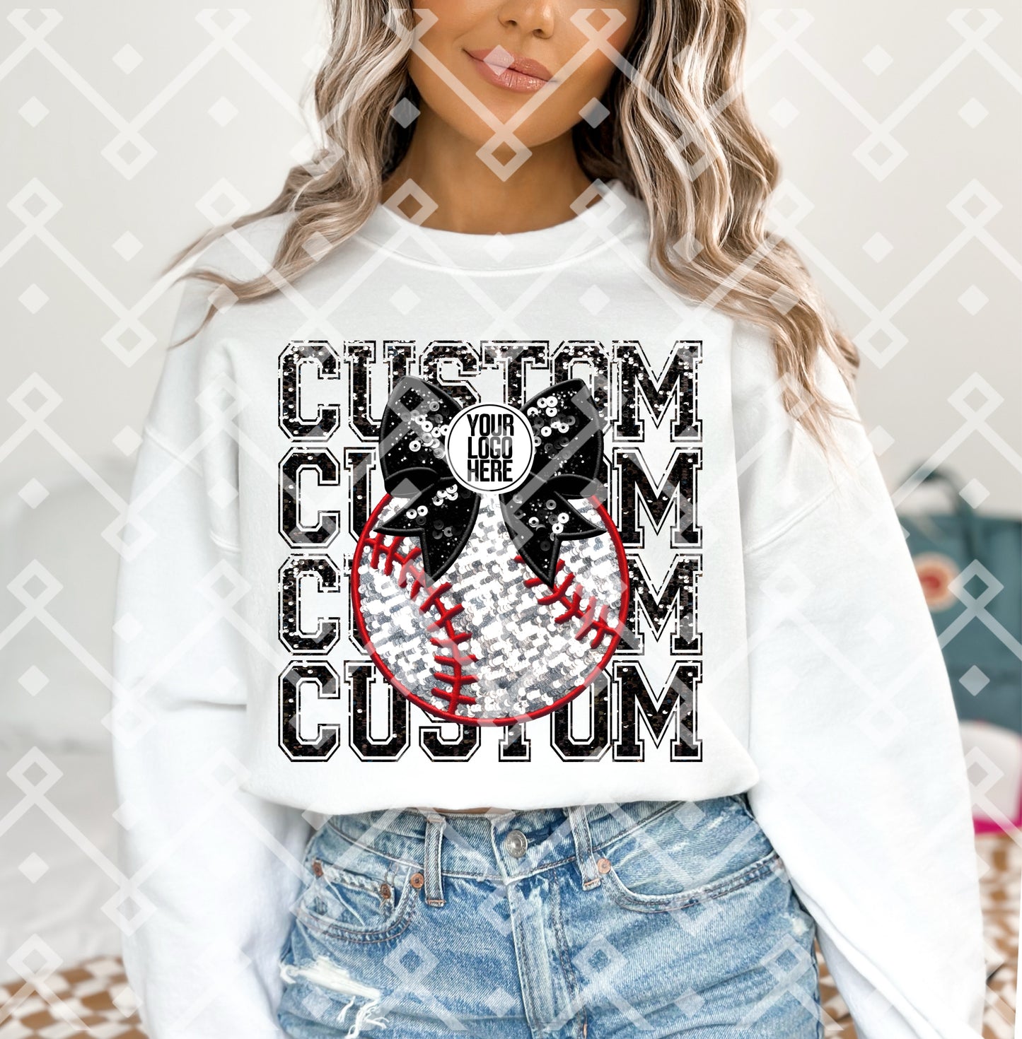 Custom Baseball Team Spirit Design - Faux Embroidery Sequin - Digital Download